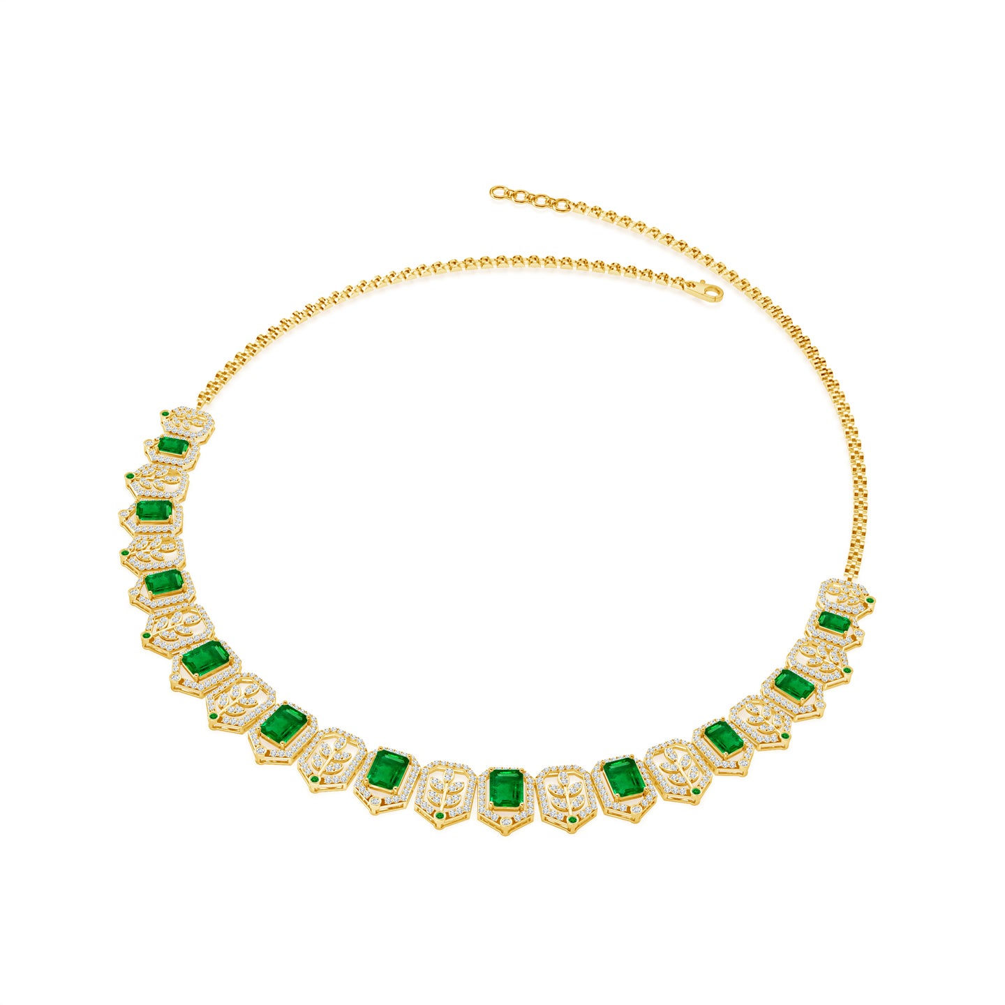 Crown Radiance Natural Emerald and Diamond Necklace