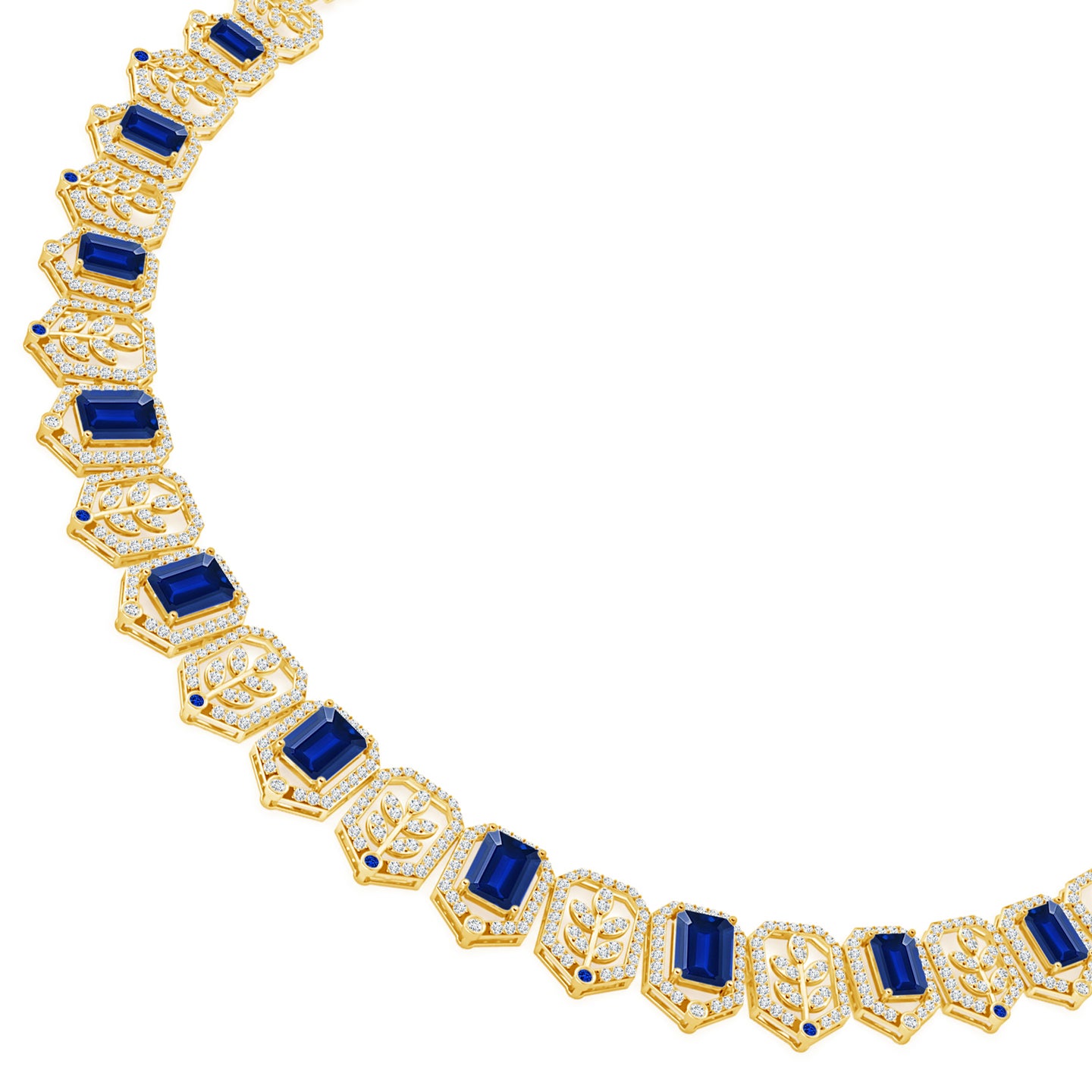 Crown Radiance Natural Blue Sapphire and Diamond Necklace