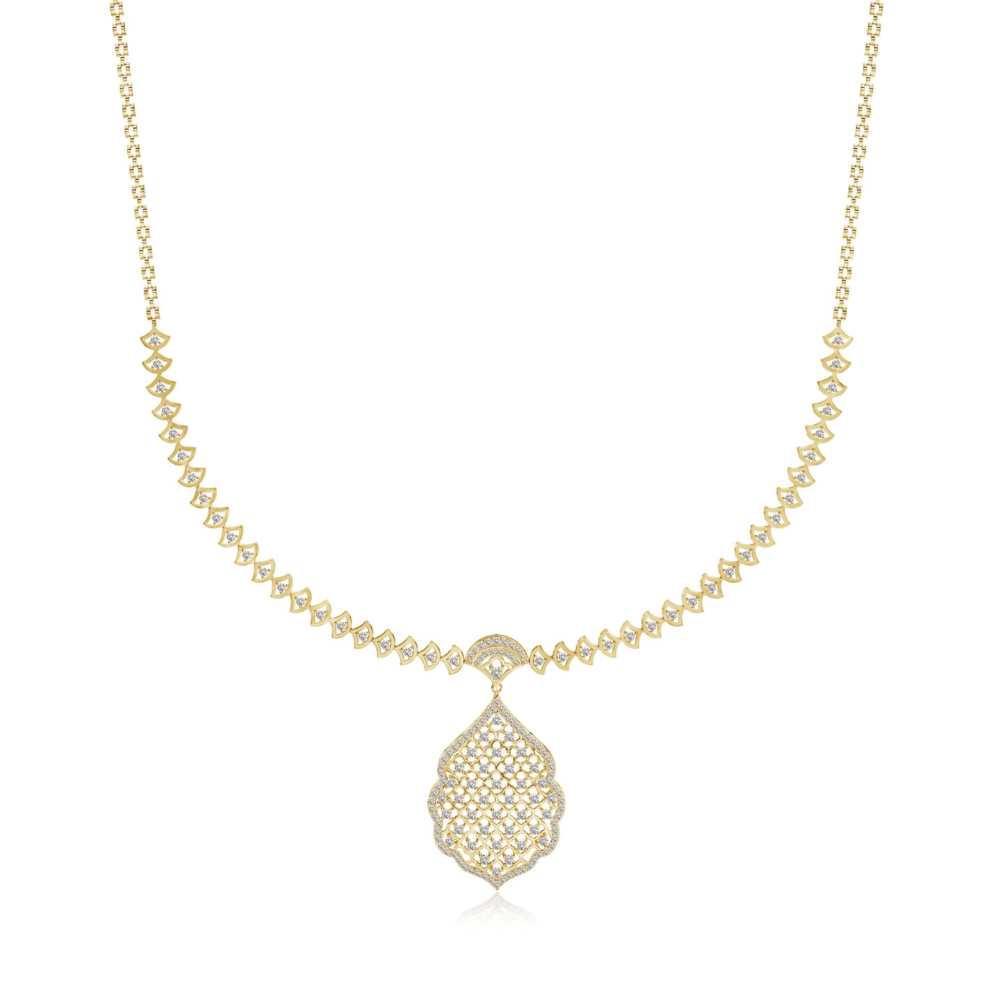 Rosette Filigree Natural Diamond Necklace