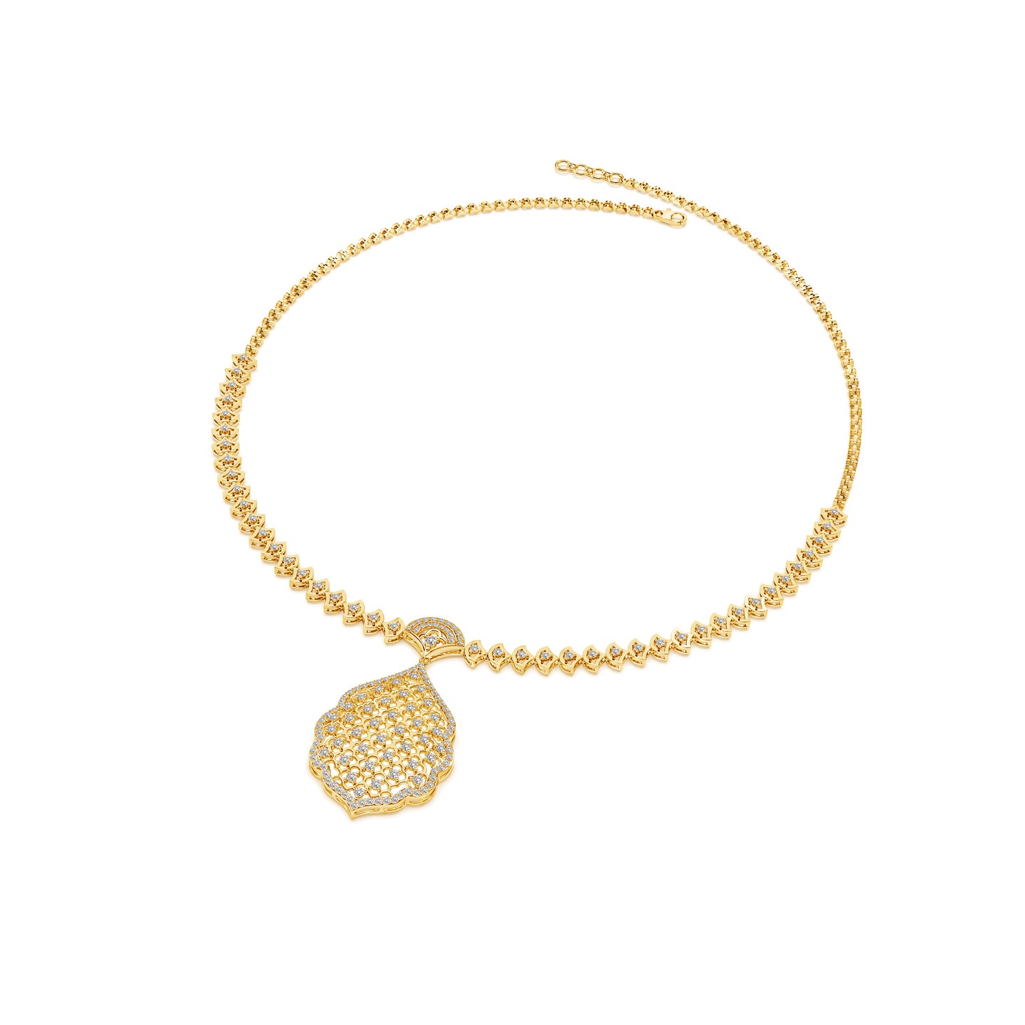 Rosette Filigree Natural Diamond Necklace