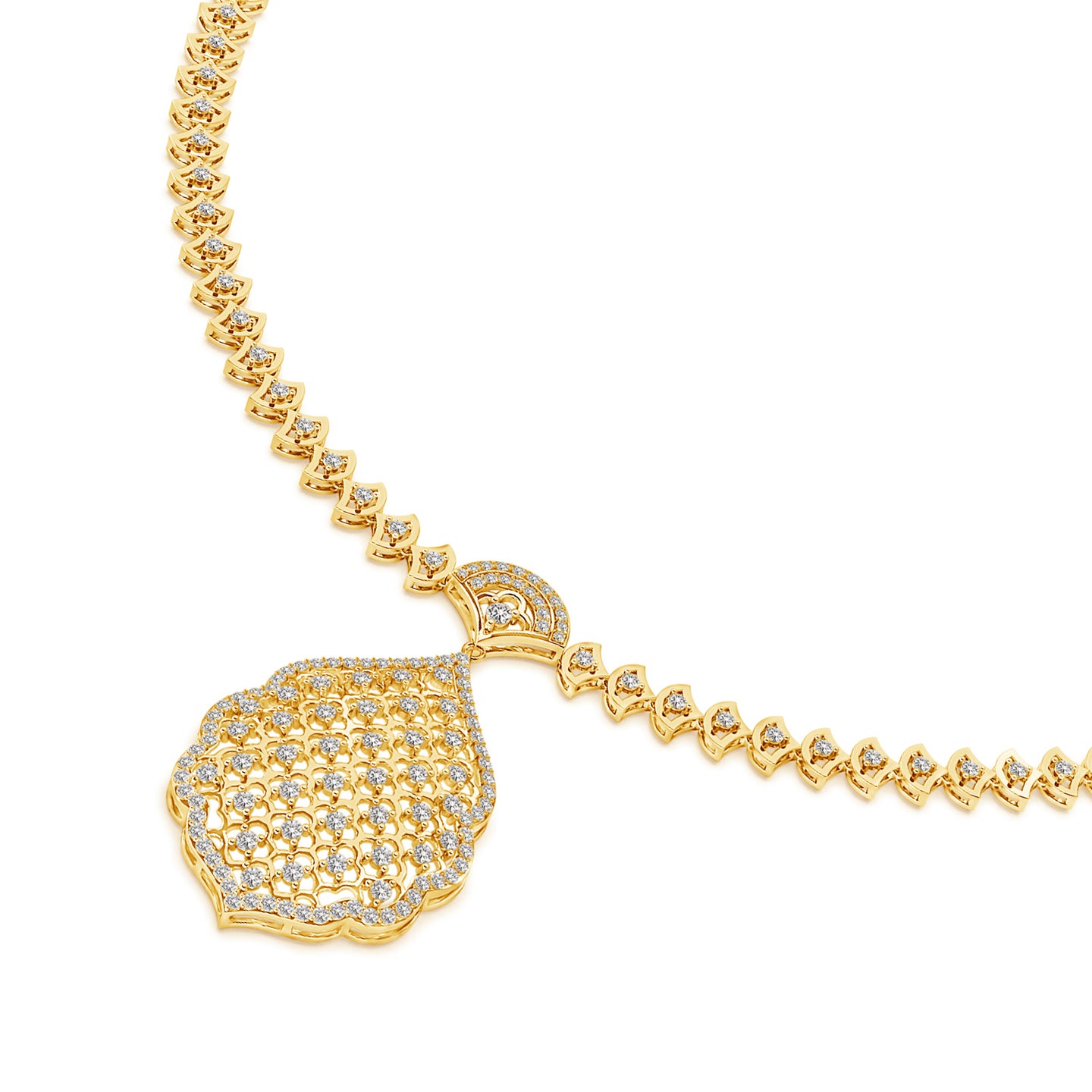 Rosette Filigree Natural Diamond Necklace