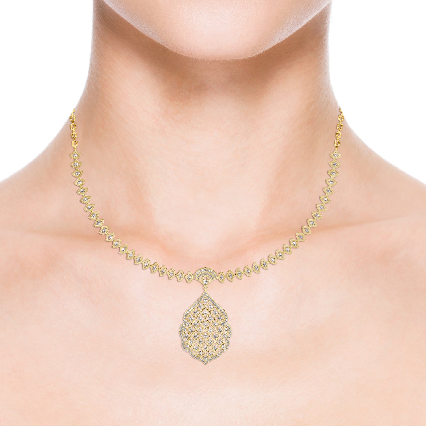 Rosette Filigree Natural Diamond Necklace