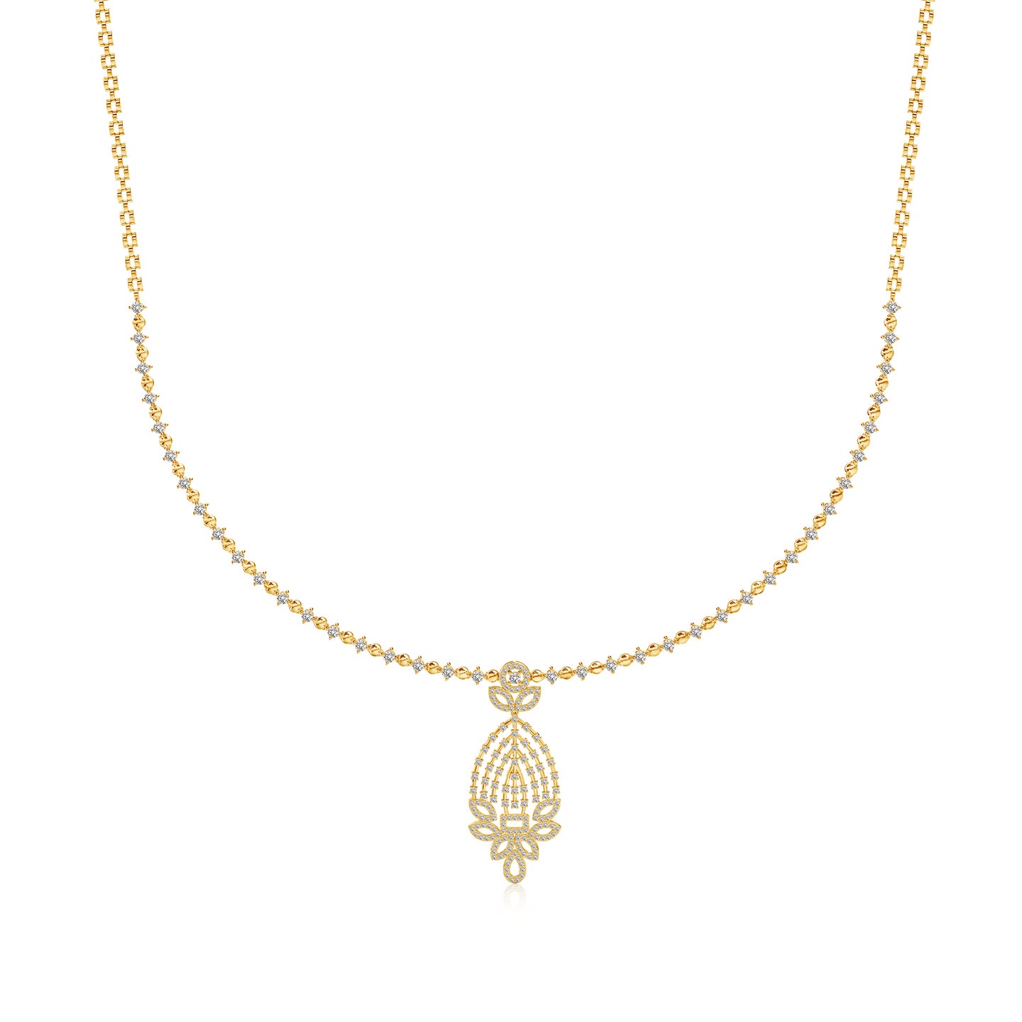 Gleam Grid Natural Diamond Necklace