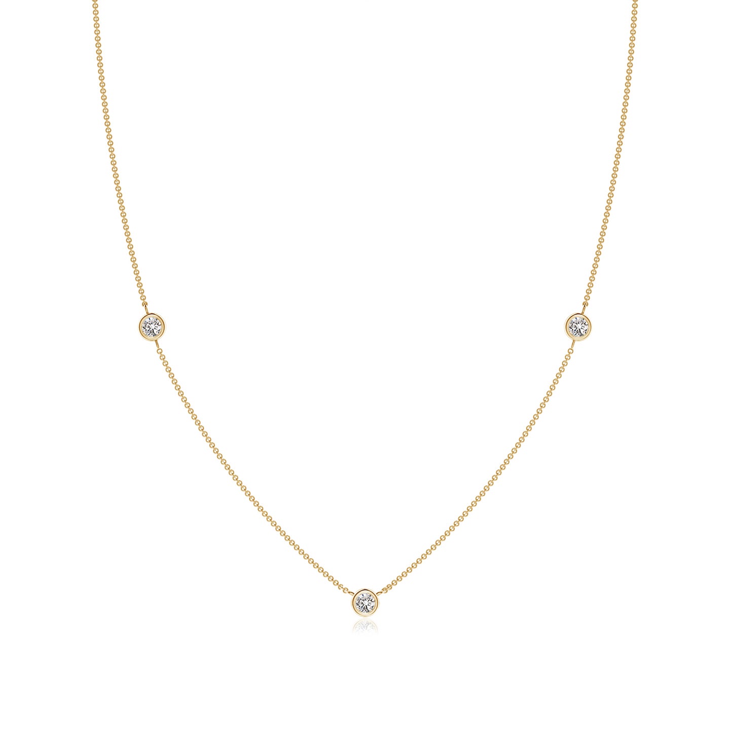 3mm IJI1I2 Bezel-Set Round Diamond Chain Necklace in Yellow Gold
