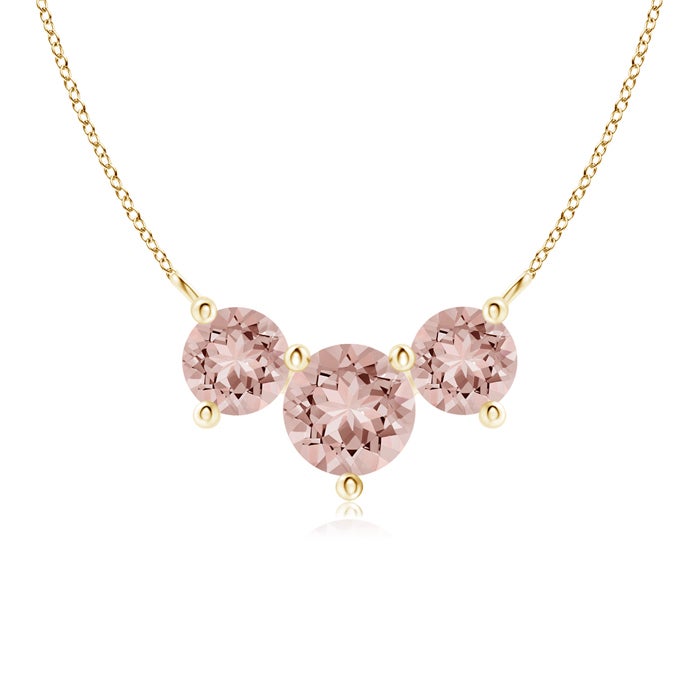 6mm AAAA Classic Trio Morganite Necklace in Yellow Gold 6mm AAAA Classic Trio Morganite Necklace in Yellow Gold