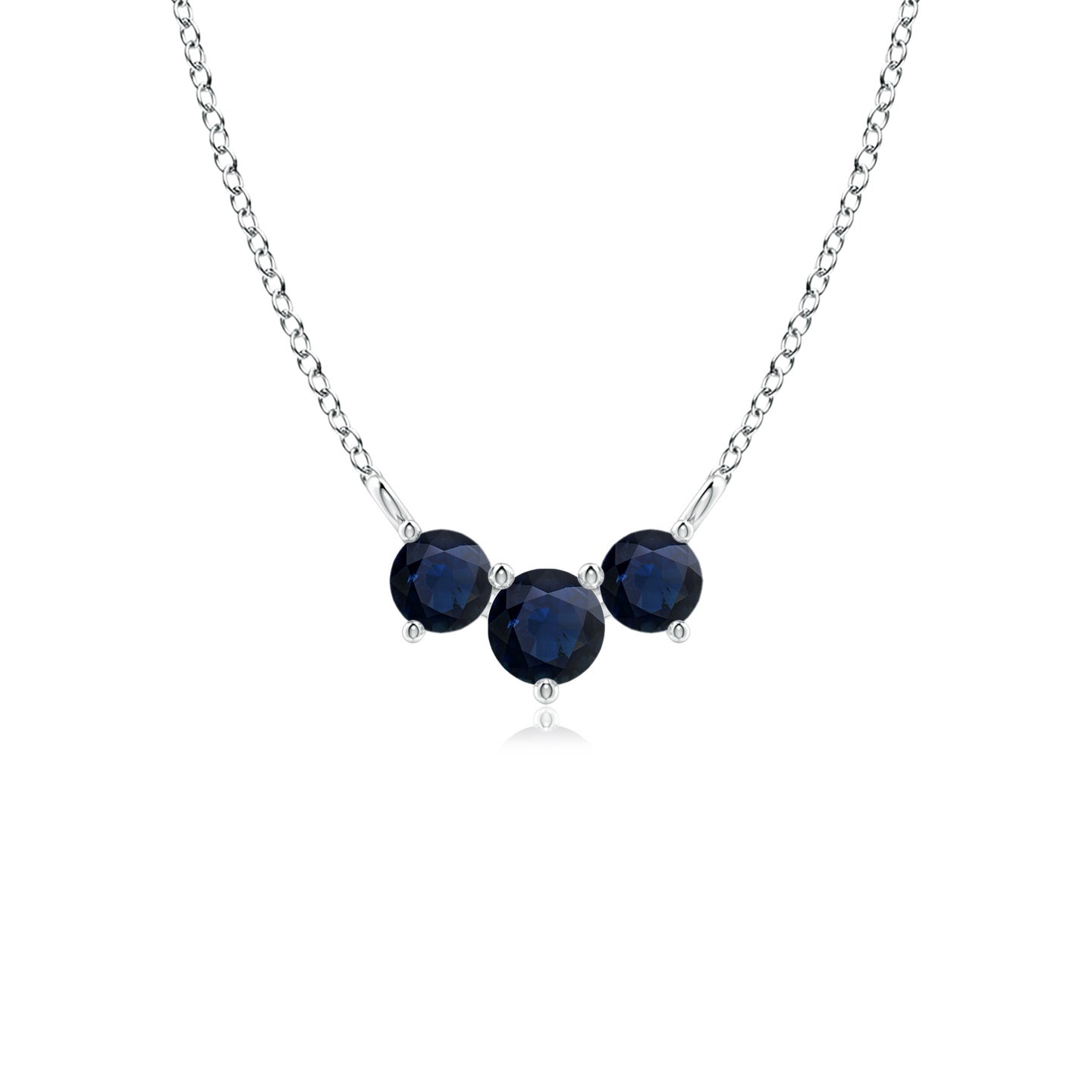 4mm A Classic Trio Sapphire Necklace in Silver