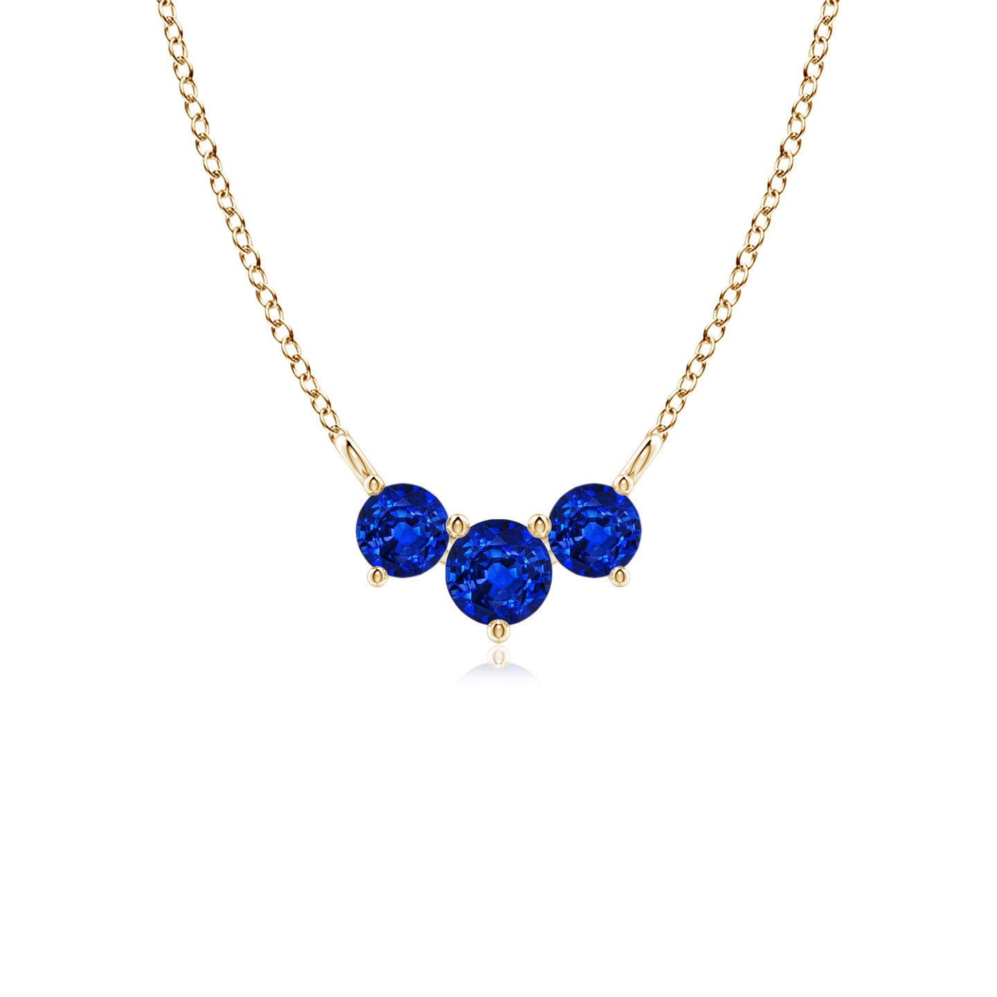 4mm AAAA Classic Trio Sapphire Necklace in Yellow Gold
