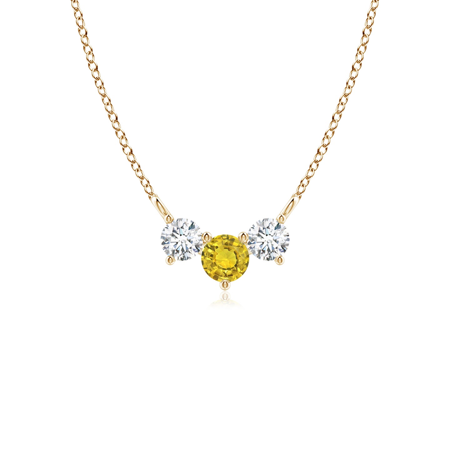 4mm AAAA Classic Yellow Sapphire and Diamond Necklace in Yellow Gold