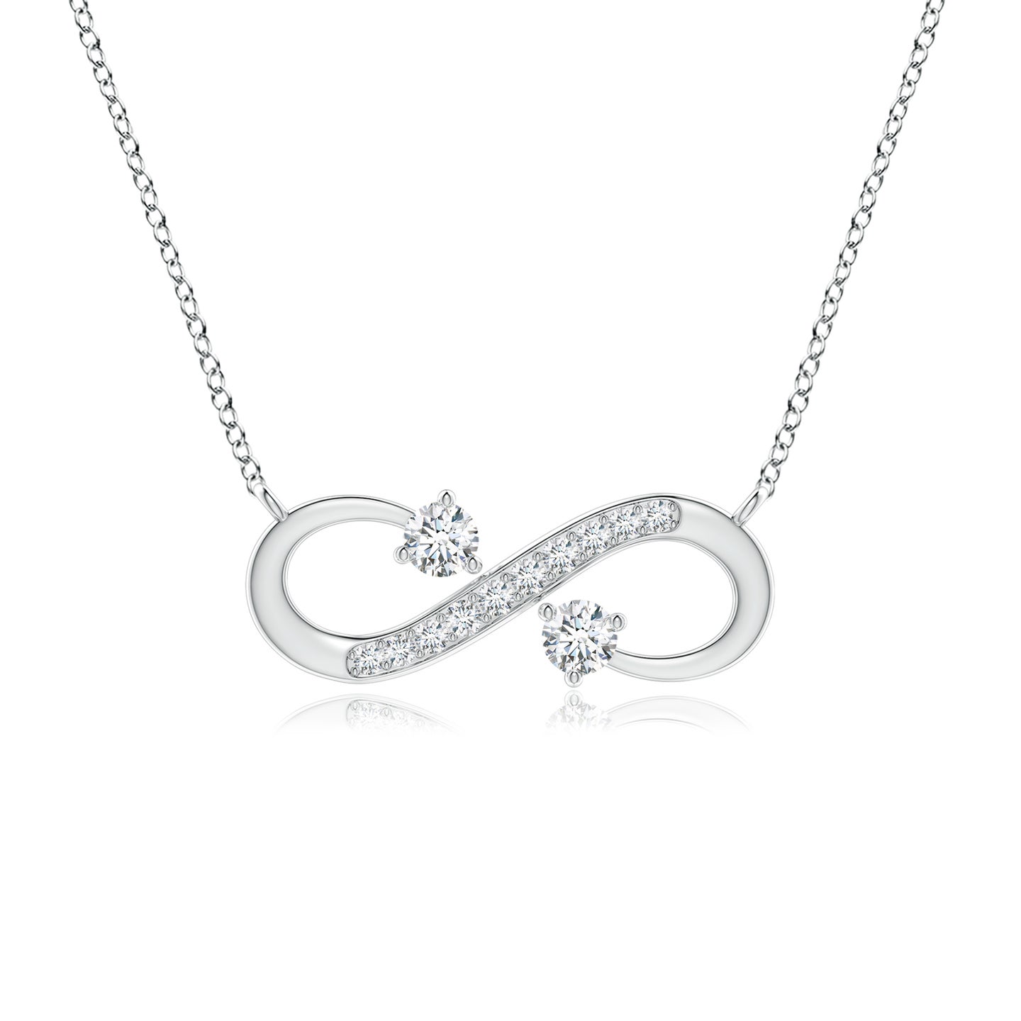 3mm GVS2 Sideways Infinity Two Stone Diamond Necklace in Silver
