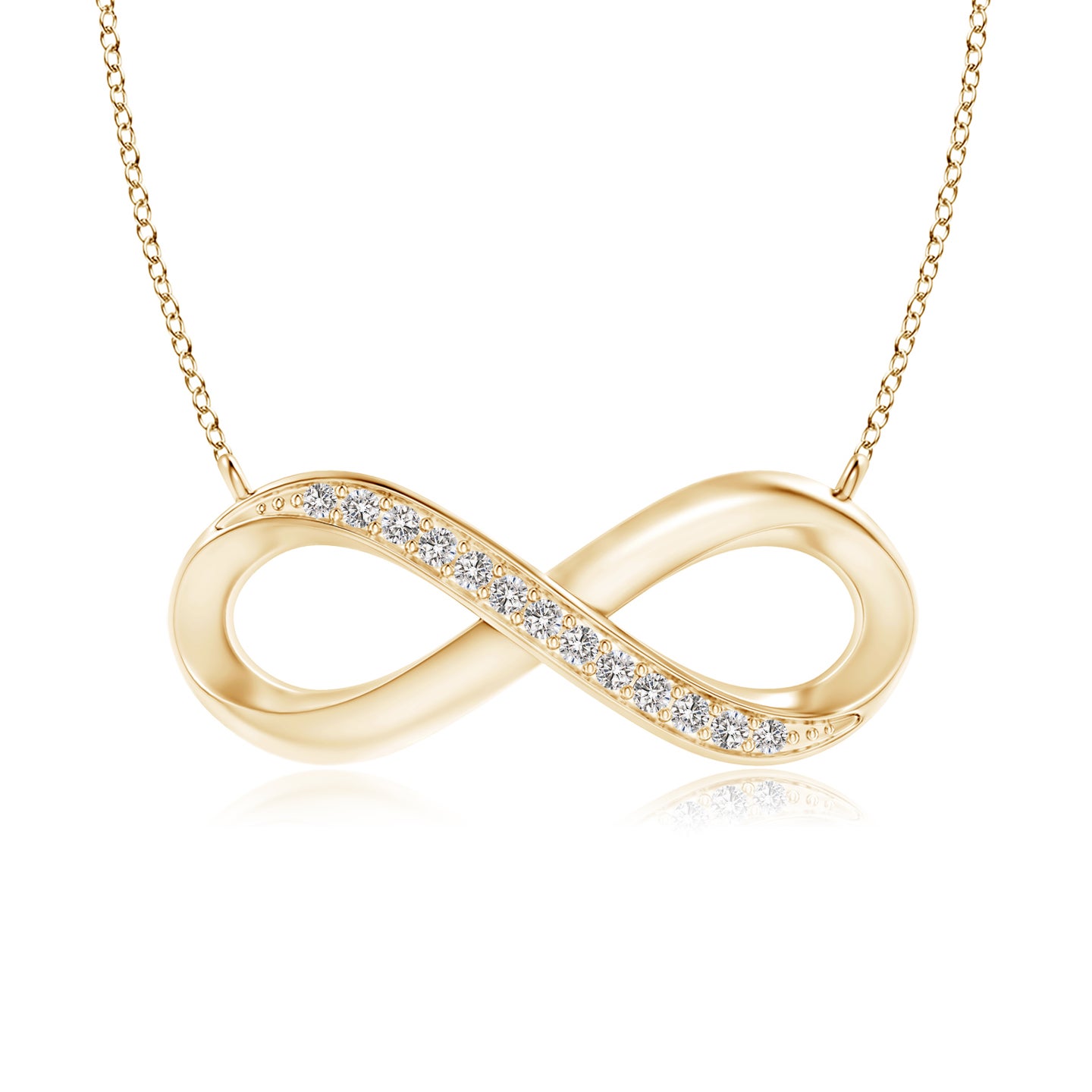 1mm IJI1I2 Sideways Pave-Set Diamond Infinity Necklace in Yellow Gold 1mm IJI1I2 Sideways Pave-Set Diamond Infinity Necklace in Yellow Gold