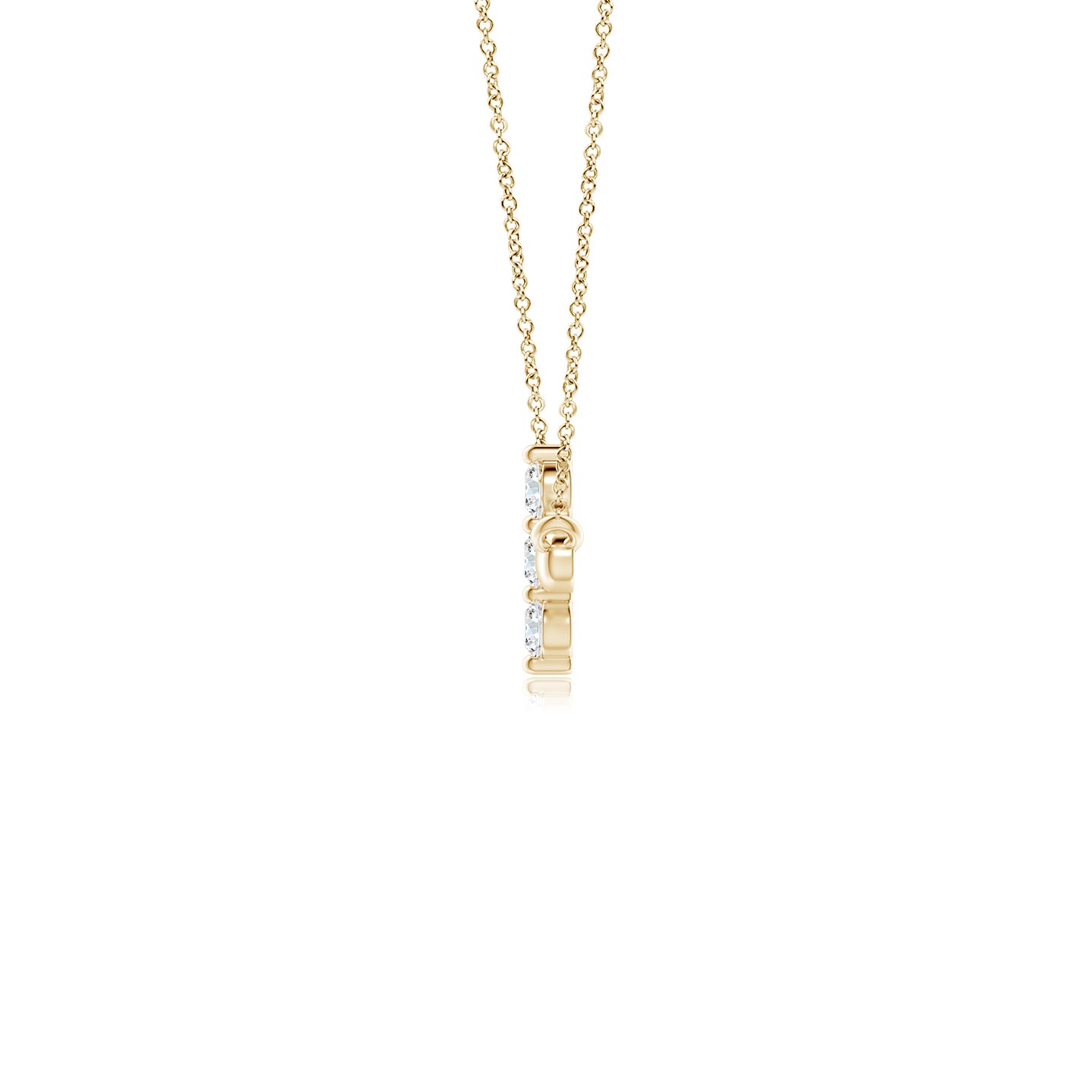 2mm GVS2 Diamond Sideways Cross Necklace in Yellow Gold