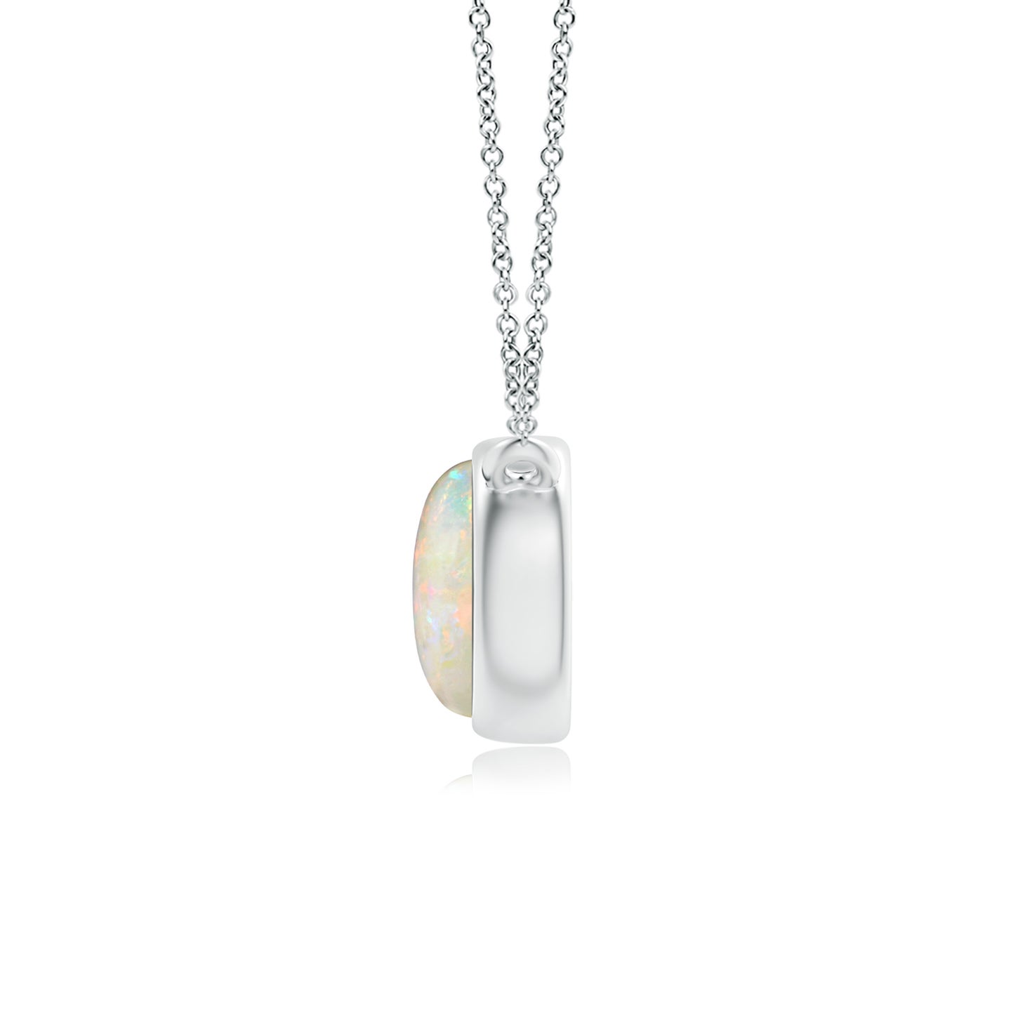 5mm AAAA Bezel-Set Round Opal Solitaire Necklace in Silver