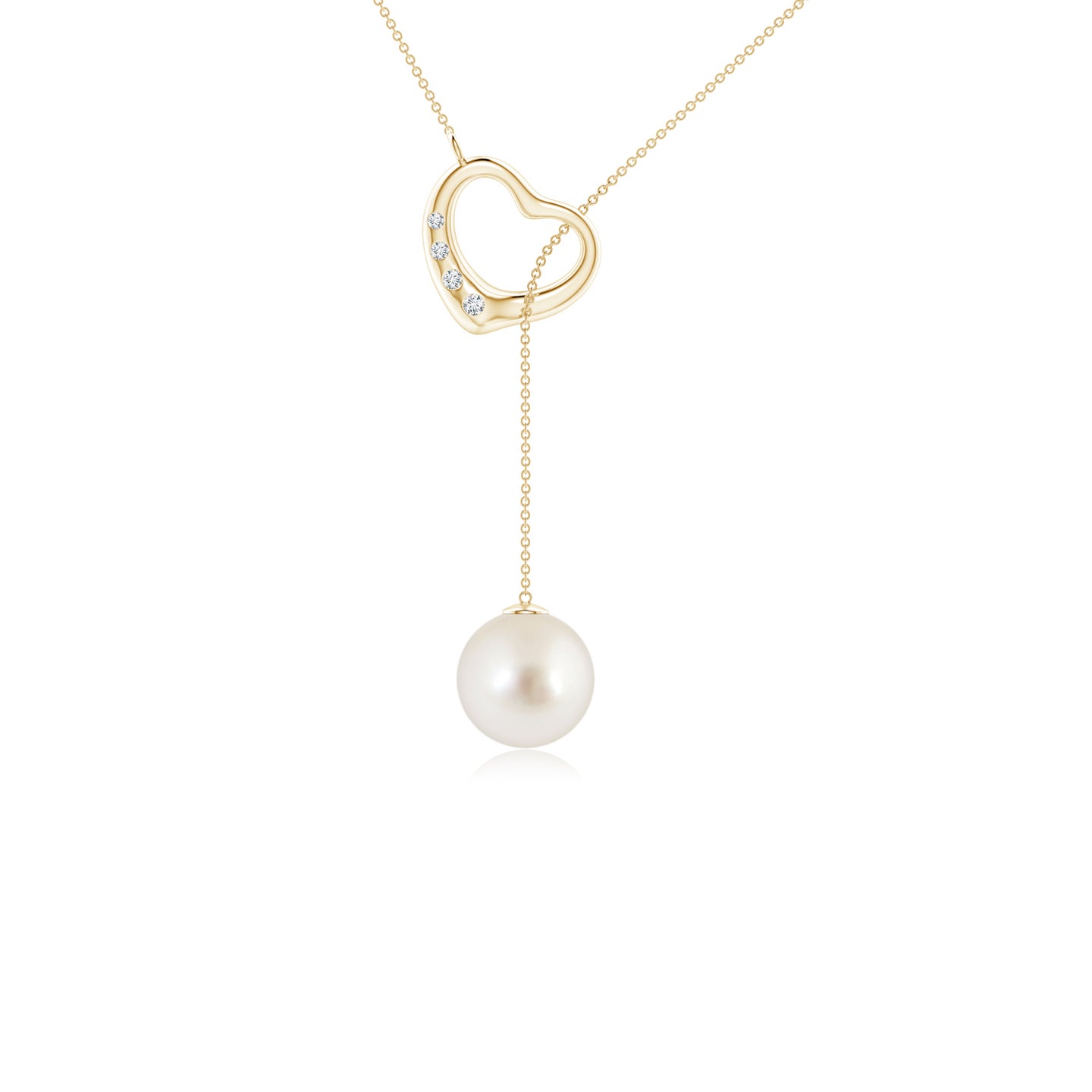 South Sea Pearl Lariat-Style Heart Necklace