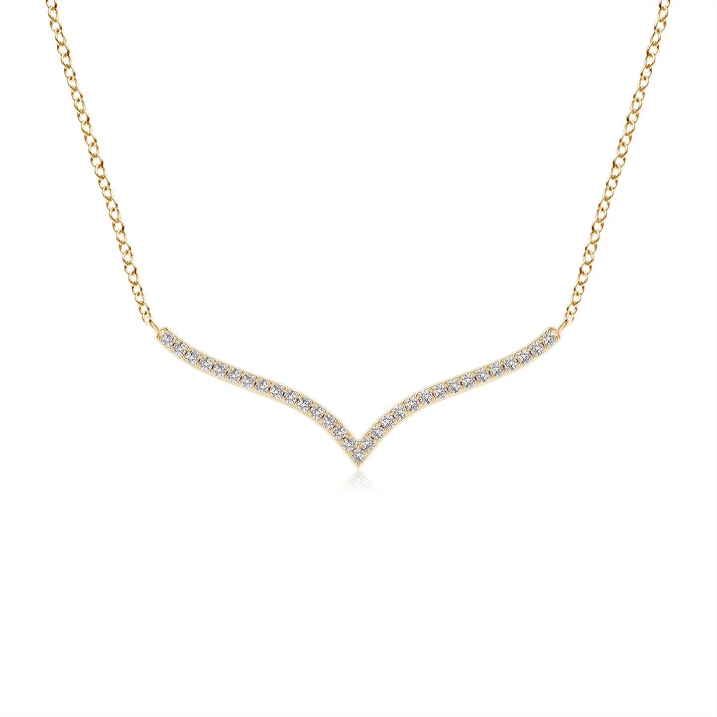 1.25mm IJI1I2 Prong-Set Diamond Curved Necklace in Yellow Gold