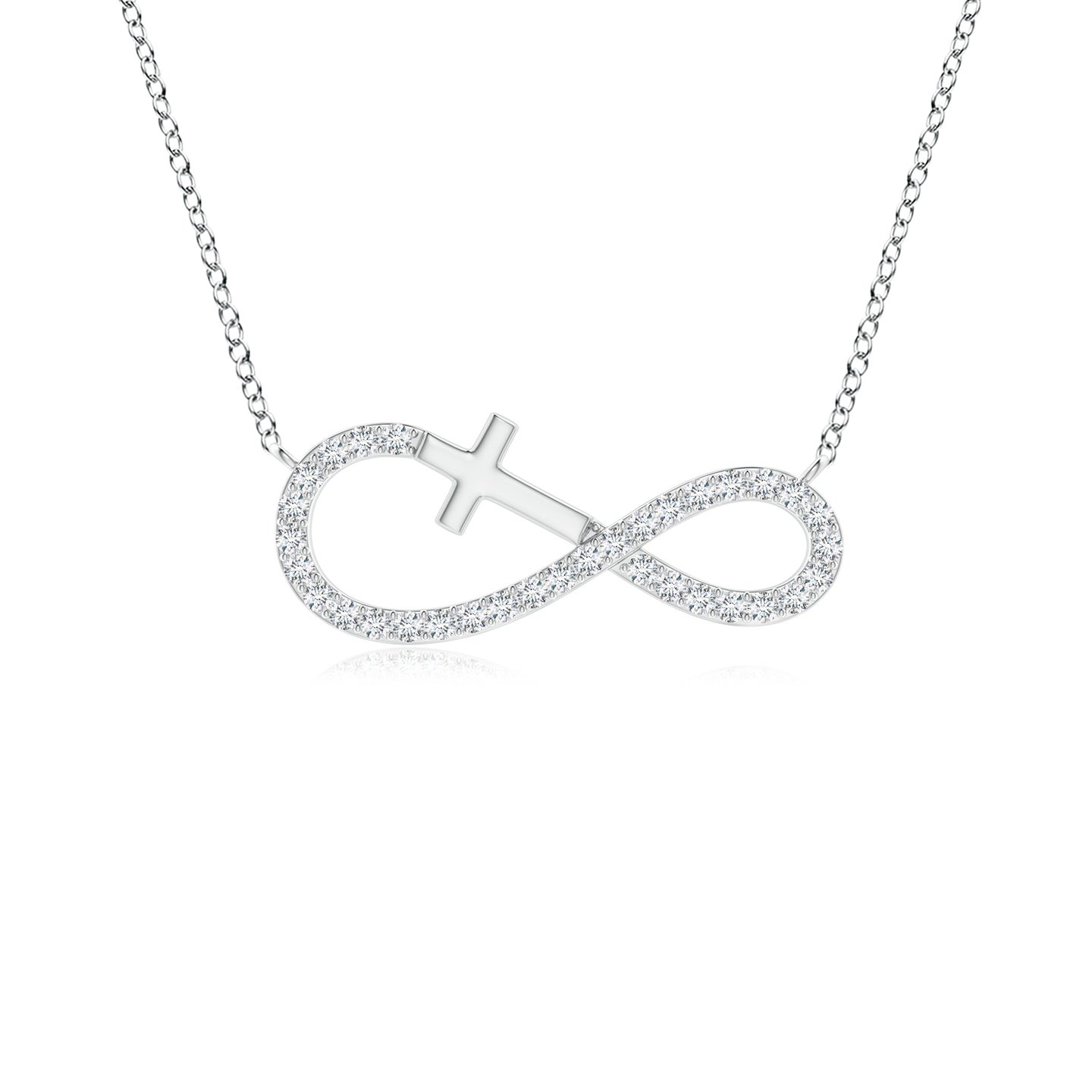 1.1mm GVS2 Diamond Horizontal Infinity Cross Pendant in Two Tone Gold in White Gold