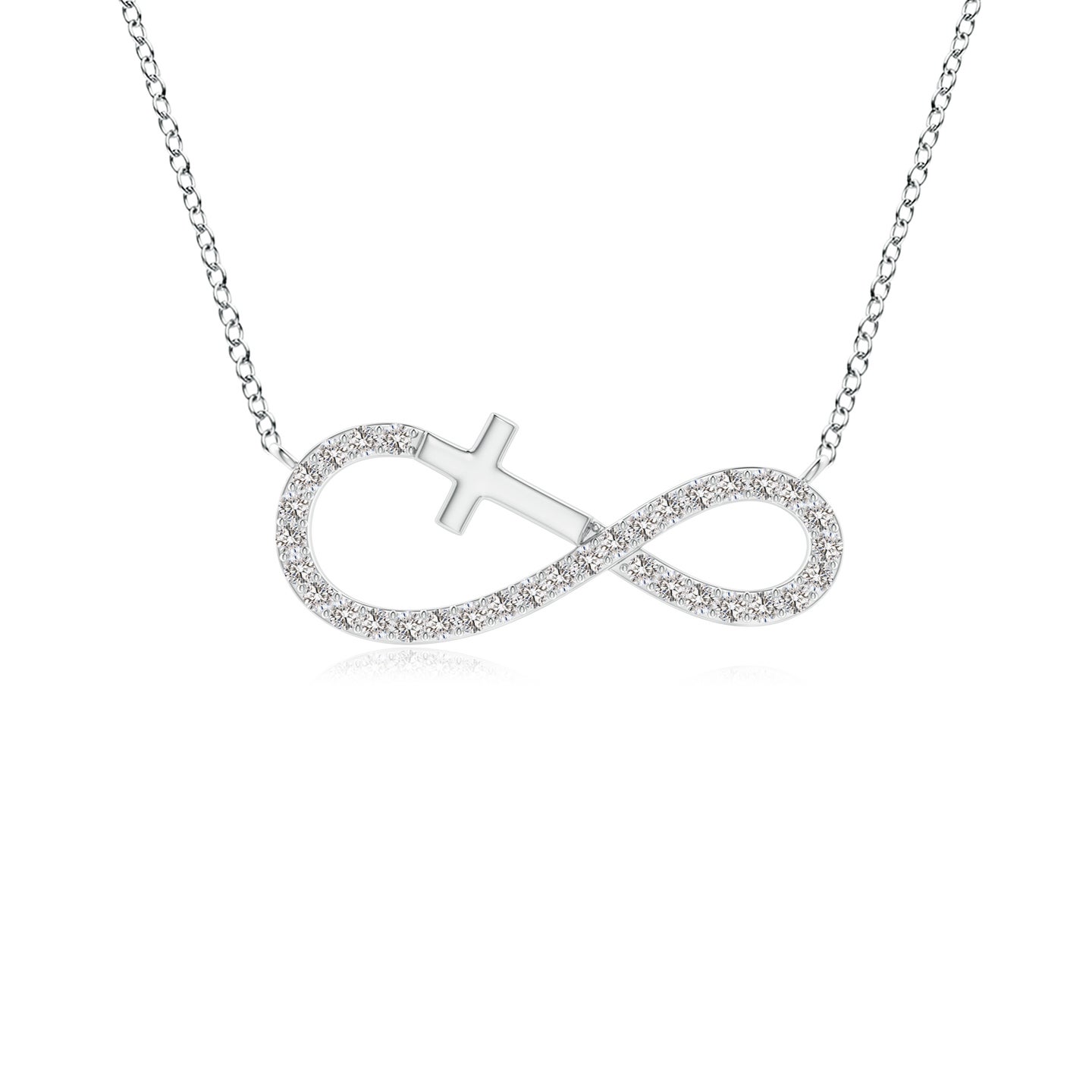 1.1mm IJI1I2 Diamond Horizontal Infinity Cross Pendant in Two Tone Gold in White Gold