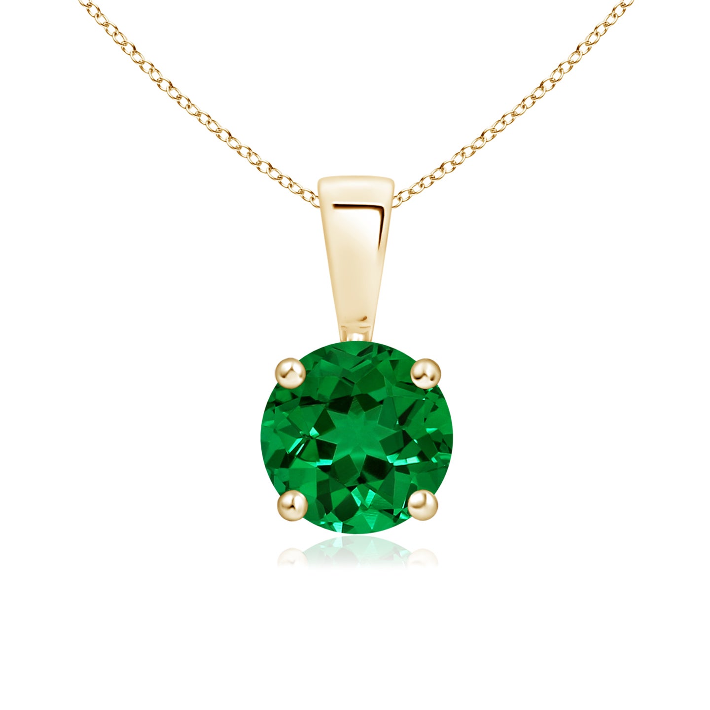 6mm Labgrown Lab-Grown Classic Round Emerald Solitaire Pendant in Yellow Gold
