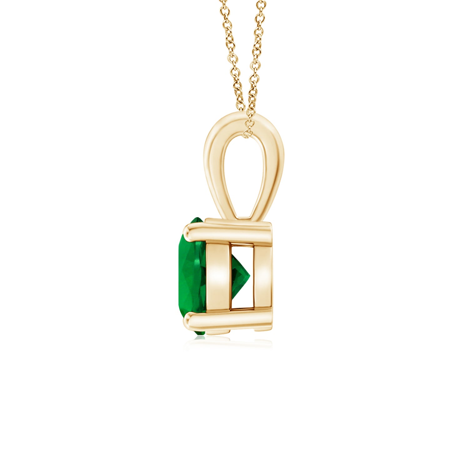 6mm Labgrown Lab-Grown Classic Round Emerald Solitaire Pendant in Yellow Gold
