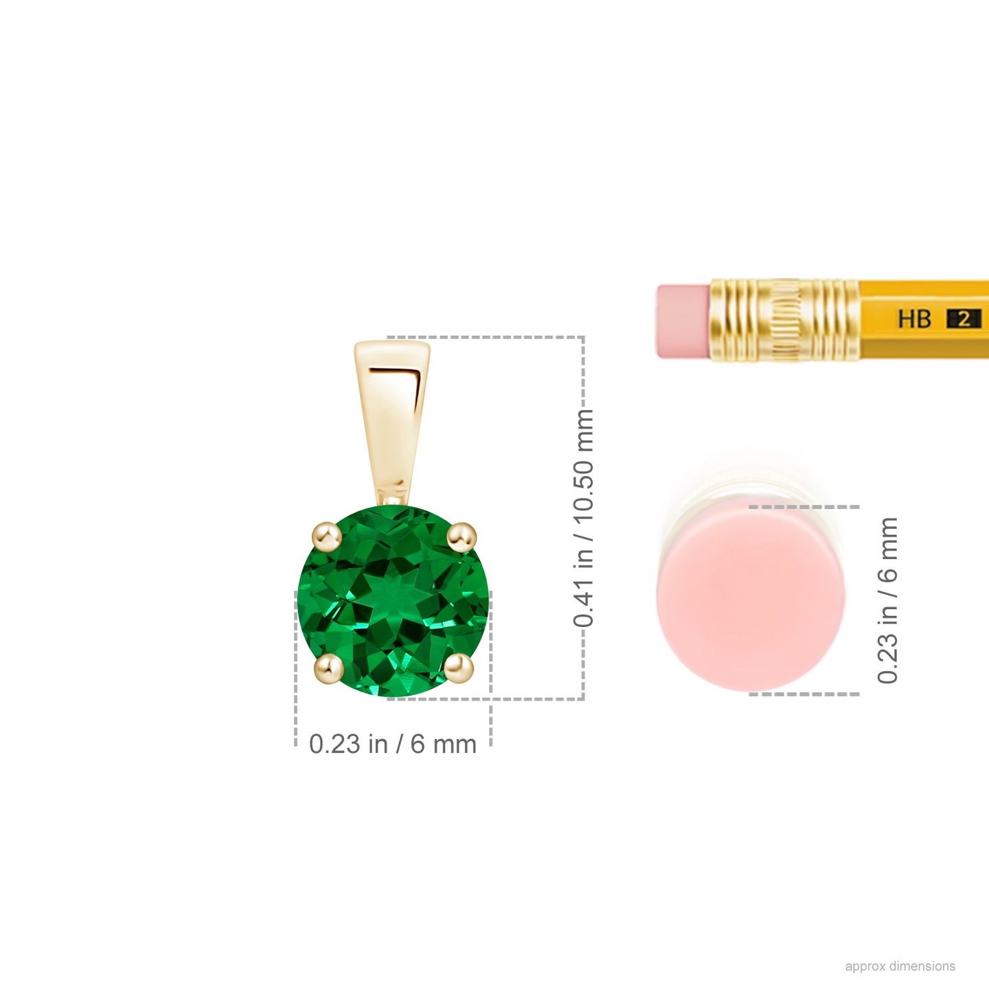 6mm Labgrown Lab-Grown Classic Round Emerald Solitaire Pendant in Yellow Gold