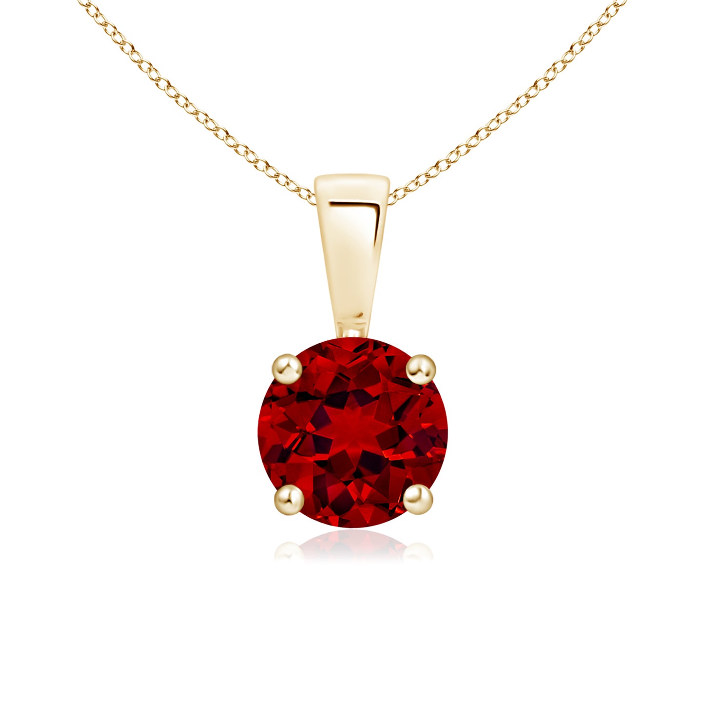 6mm Labgrown Lab-Grown Classic Round Ruby Solitaire Pendant in Yellow Gold 6mm Labgrown Lab-Grown Classic Round Ruby Solitaire Pendant in Yellow Gold