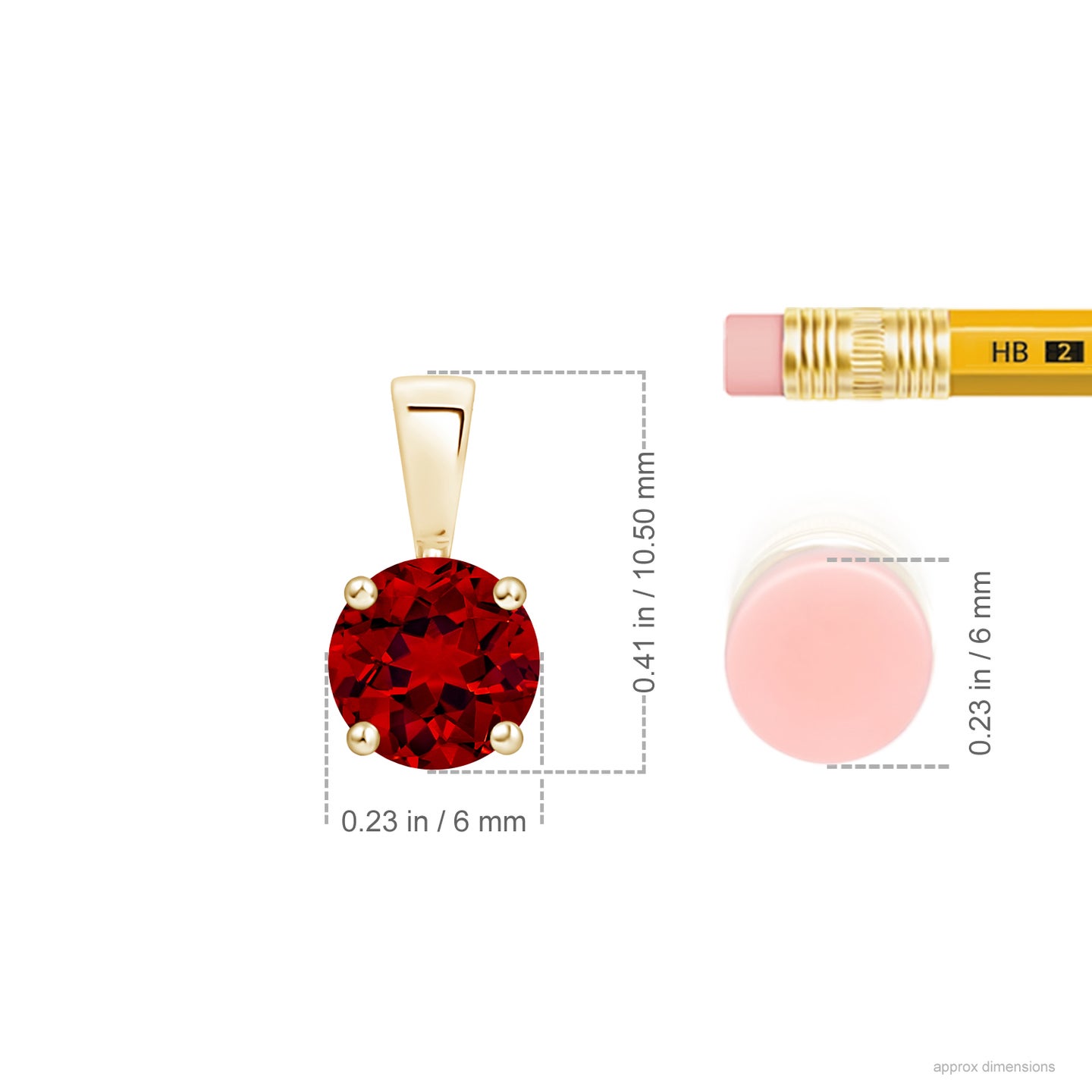 6mm Labgrown Lab-Grown Classic Round Ruby Solitaire Pendant in Yellow Gold 6mm Labgrown Lab-Grown Classic Round Ruby Solitaire Pendant in Yellow Gold