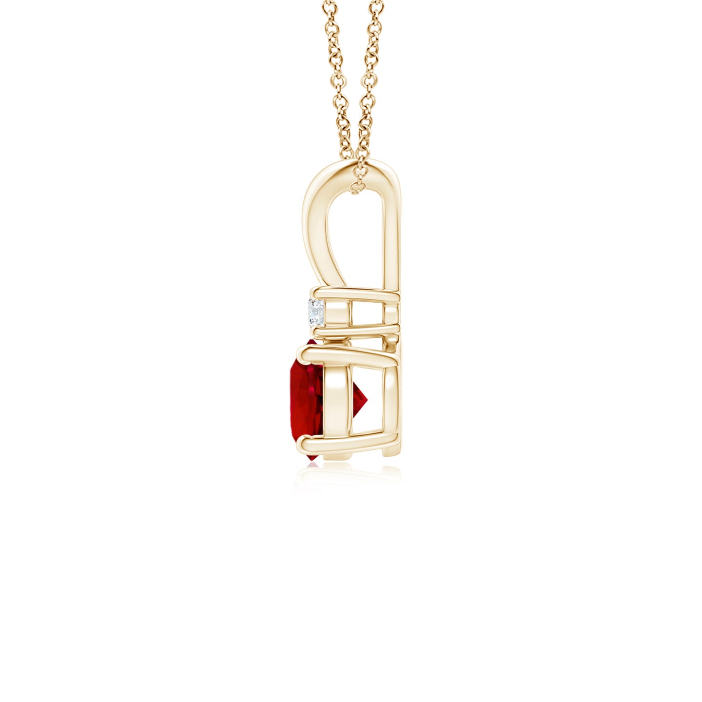 5mm Labgrown Lab-Grown Round Ruby Solitaire V-Bale Pendant with Diamond in Yellow Gold 5mm Labgrown Lab-Grown Round Ruby Solitaire V-Bale Pendant with Diamond in Yellow Gold