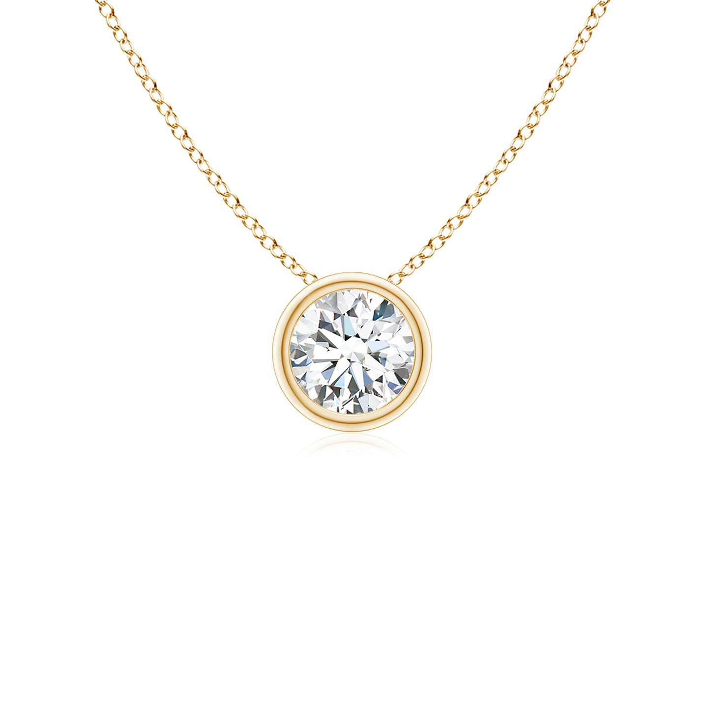 4.1mm FGVS Lab-Grown Bezel-Set Round Diamond Solitaire Pendant in Yellow Gold