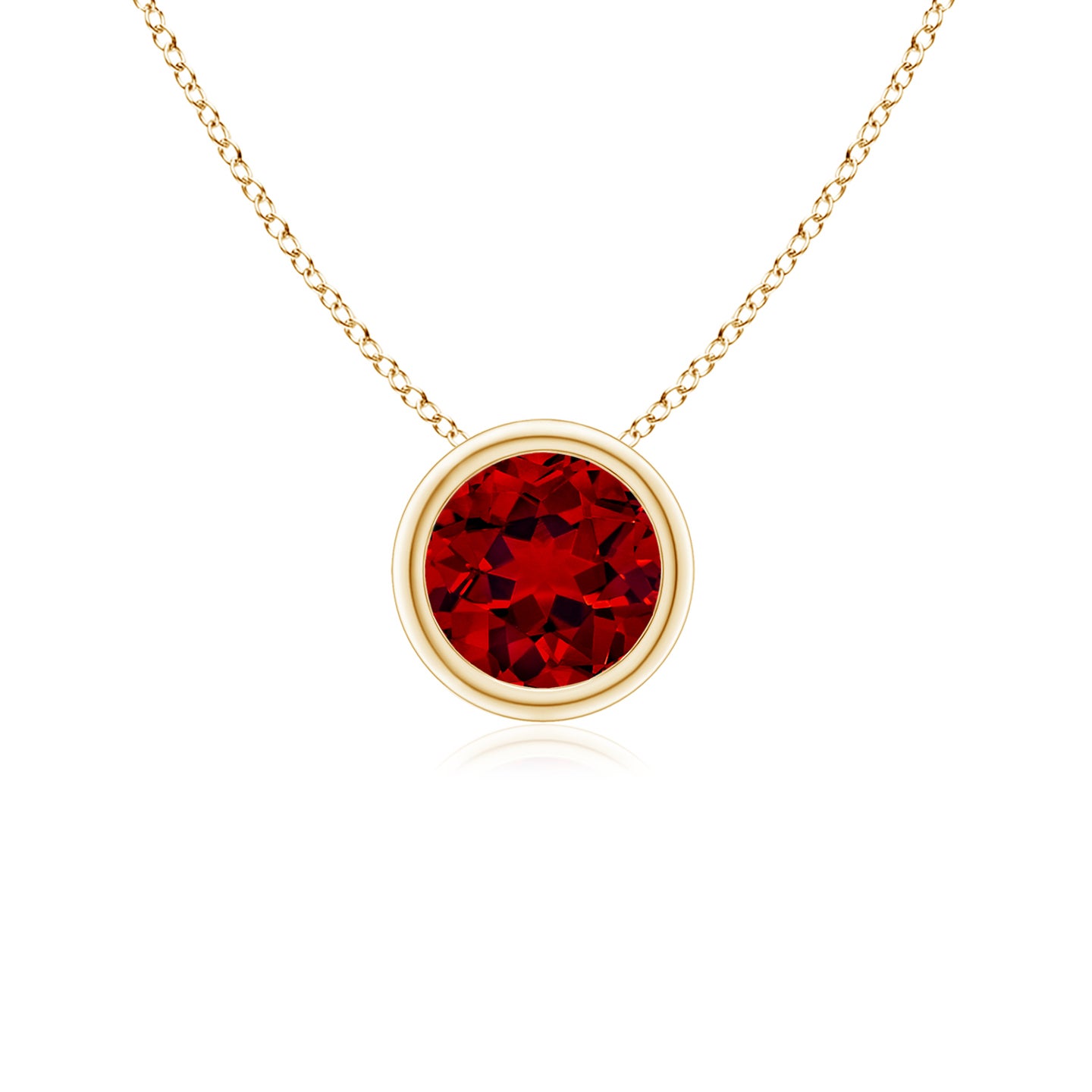 5mm Labgrown Lab-Grown Bezel-Set Round Ruby Solitaire Pendant in Yellow Gold 5mm Labgrown Lab-Grown Bezel-Set Round Ruby Solitaire Pendant in Yellow Gold