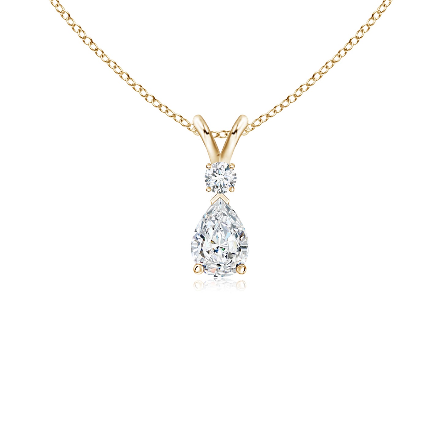 6x4mm FGVS Lab-Grown Diamond Teardrop Pendant with Diamond Accent in Yellow Gold