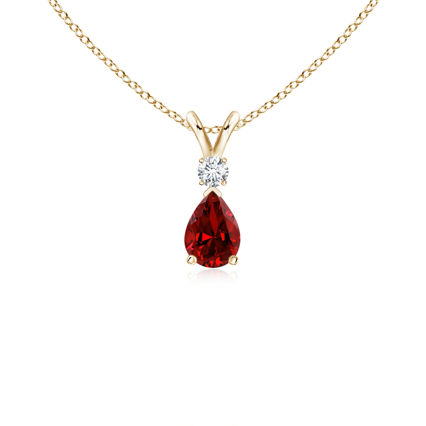 6x4mm Labgrown Lab-Grown Ruby Teardrop Pendant with Lab Diamond in Yellow Gold 6x4mm Labgrown Lab-Grown Ruby Teardrop Pendant with Lab Diamond in Yellow Gold