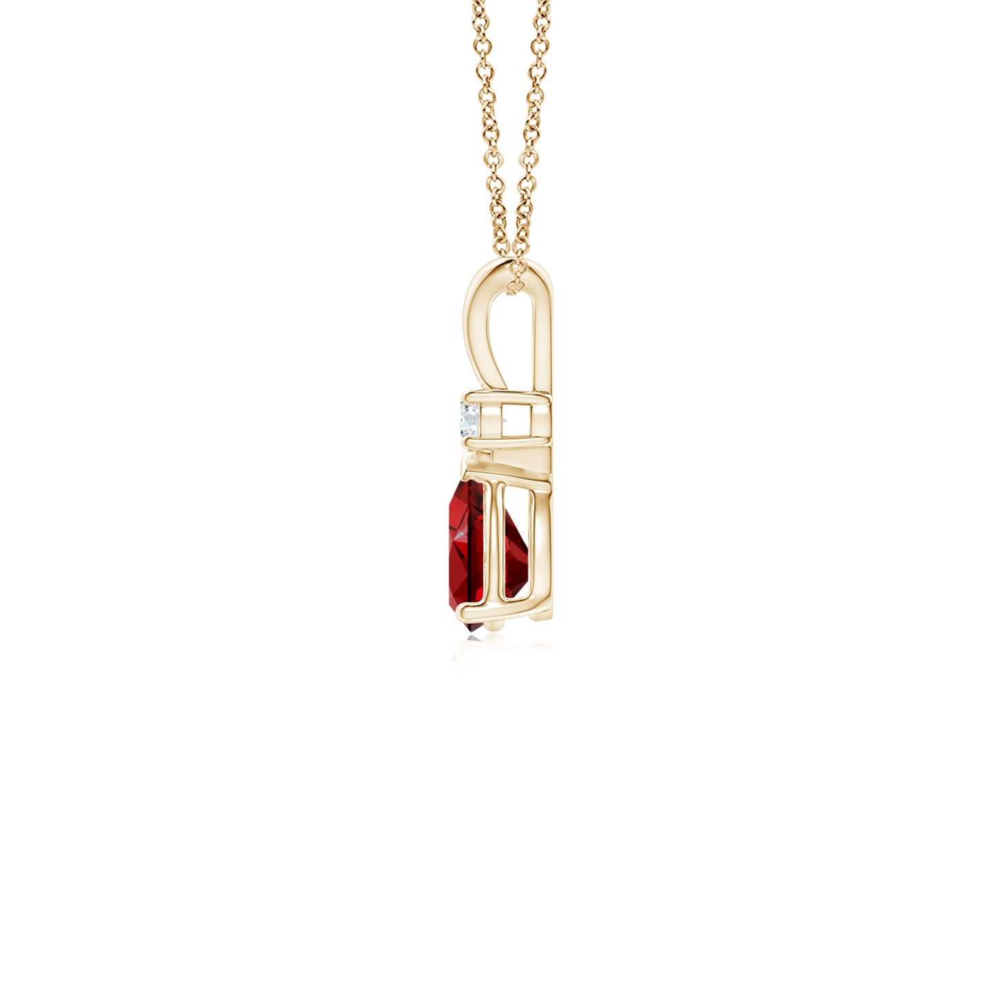 6x4mm Labgrown Lab-Grown Ruby Teardrop Pendant with Lab Diamond in Yellow Gold 6x4mm Labgrown Lab-Grown Ruby Teardrop Pendant with Lab Diamond in Yellow Gold