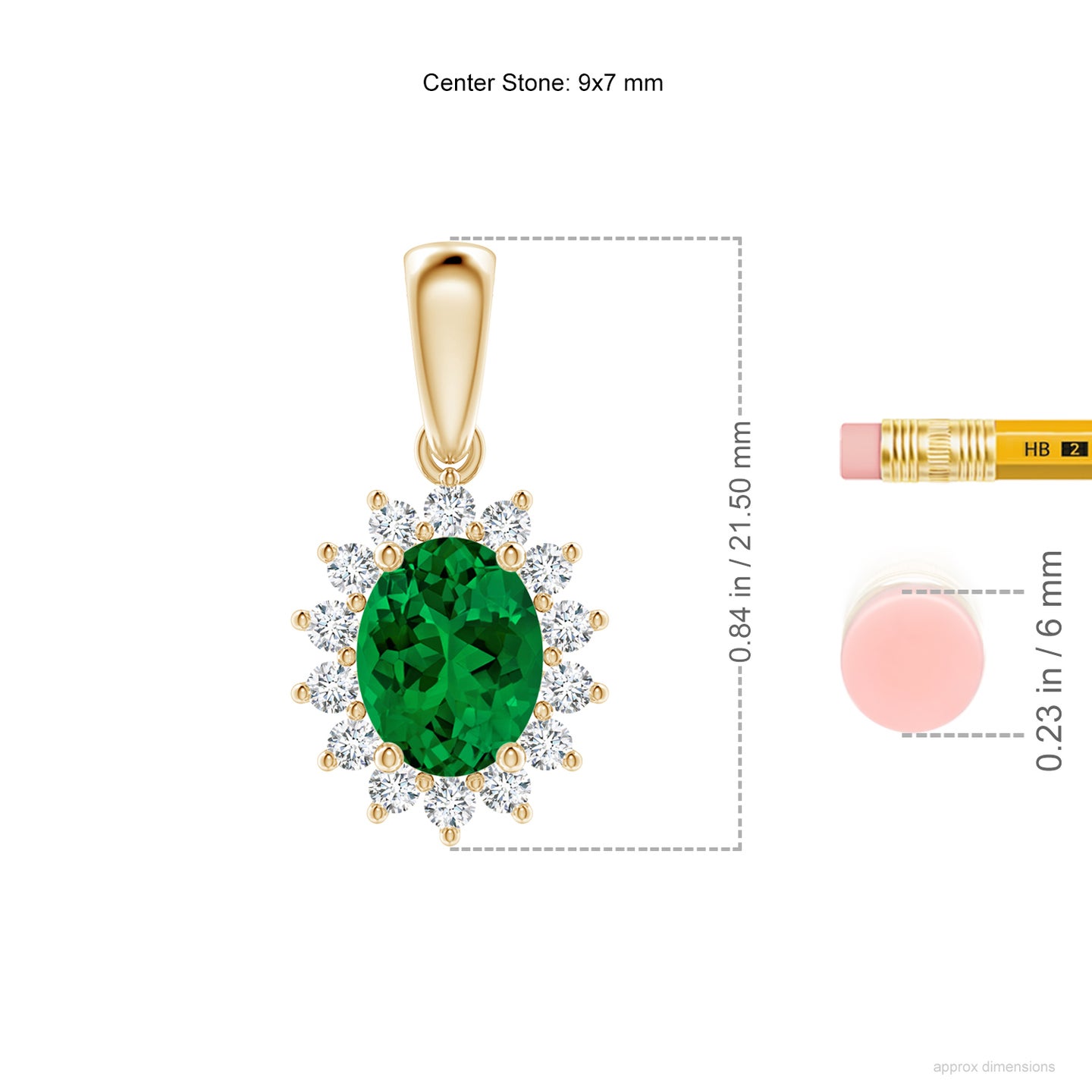 Lab-Grown Oval Emerald Pendant with Floral Halo
