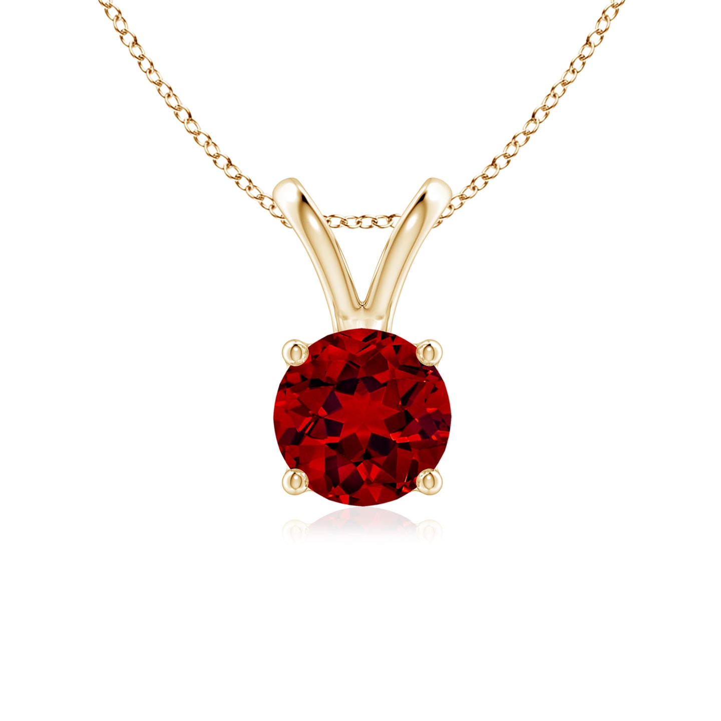 6mm Labgrown Lab-Grown V-Bale Round Ruby Solitaire Pendant in Yellow Gold 6mm Labgrown Lab-Grown V-Bale Round Ruby Solitaire Pendant in Yellow Gold