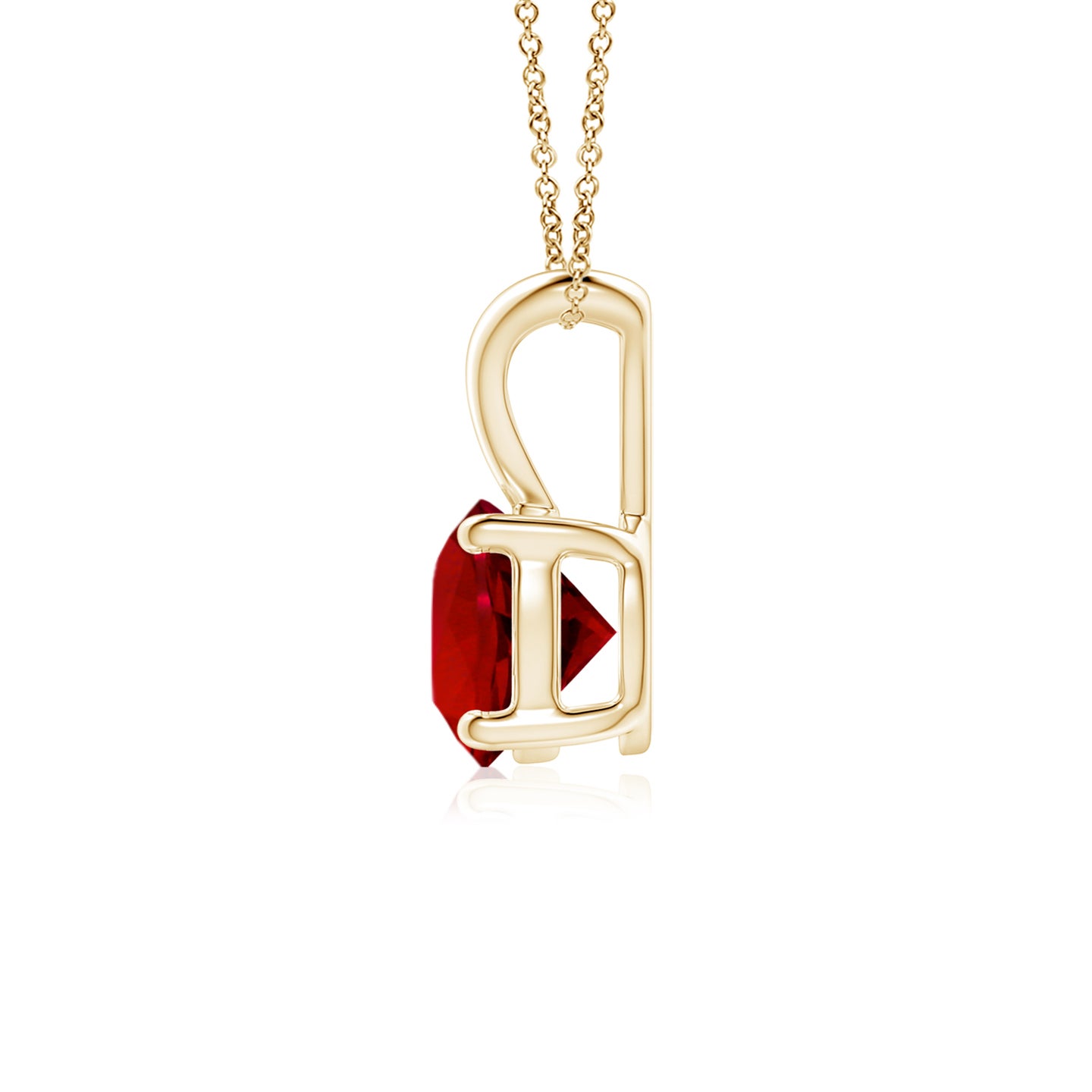 6mm Labgrown Lab-Grown V-Bale Round Ruby Solitaire Pendant in Yellow Gold 6mm Labgrown Lab-Grown V-Bale Round Ruby Solitaire Pendant in Yellow Gold