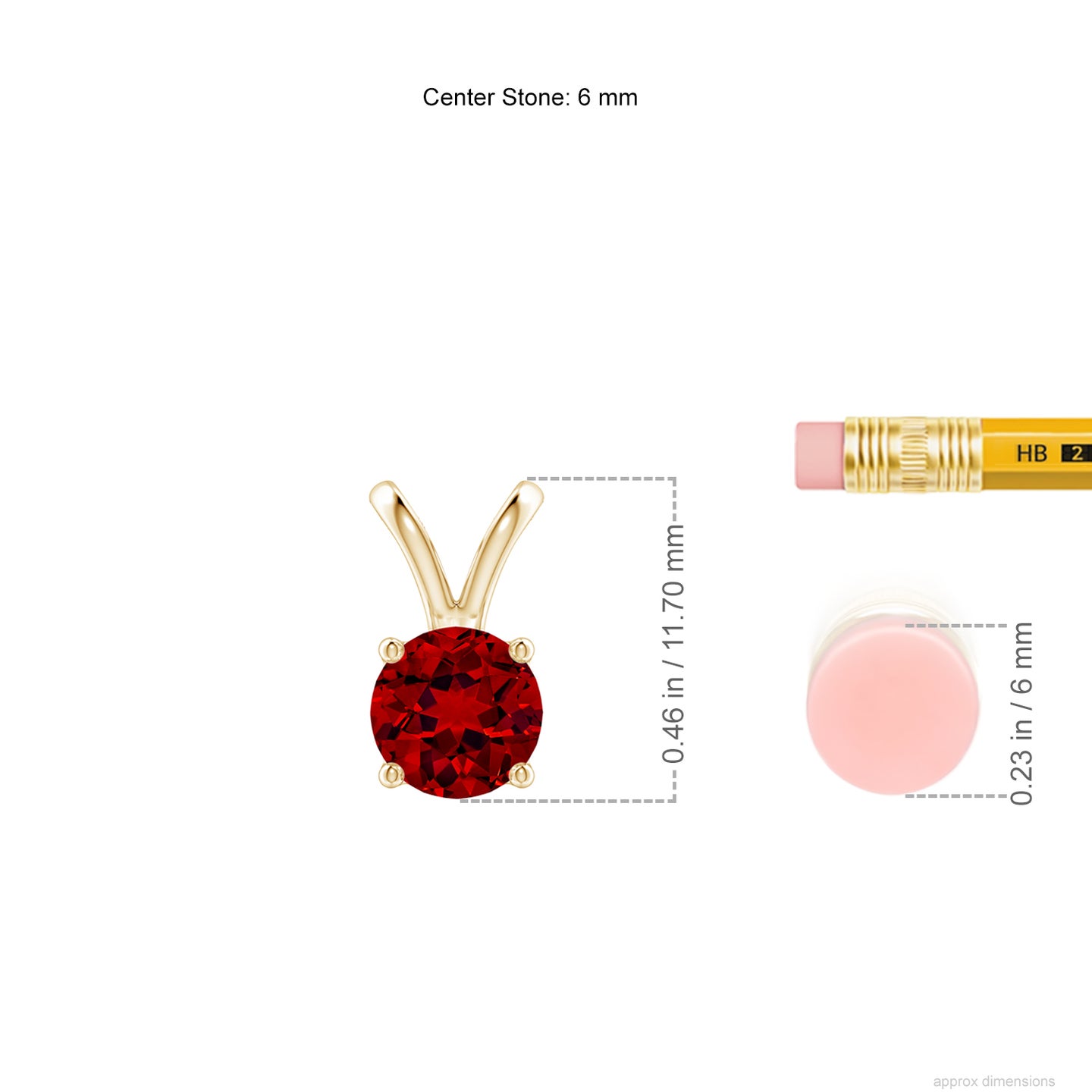 6mm Labgrown Lab-Grown V-Bale Round Ruby Solitaire Pendant in Yellow Gold 6mm Labgrown Lab-Grown V-Bale Round Ruby Solitaire Pendant in Yellow Gold