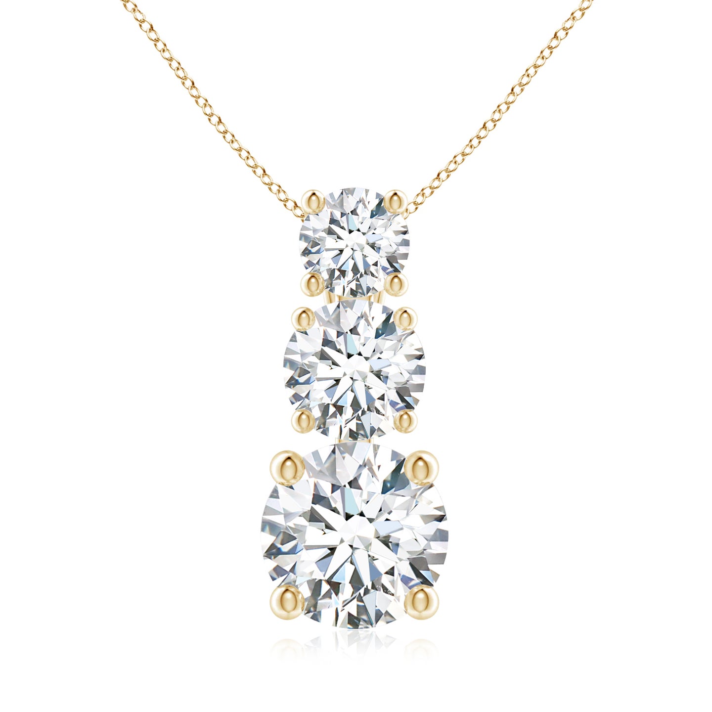 5.5mm FGVS Lab-Grown Diamond Three Stone Pendant in Yellow Gold