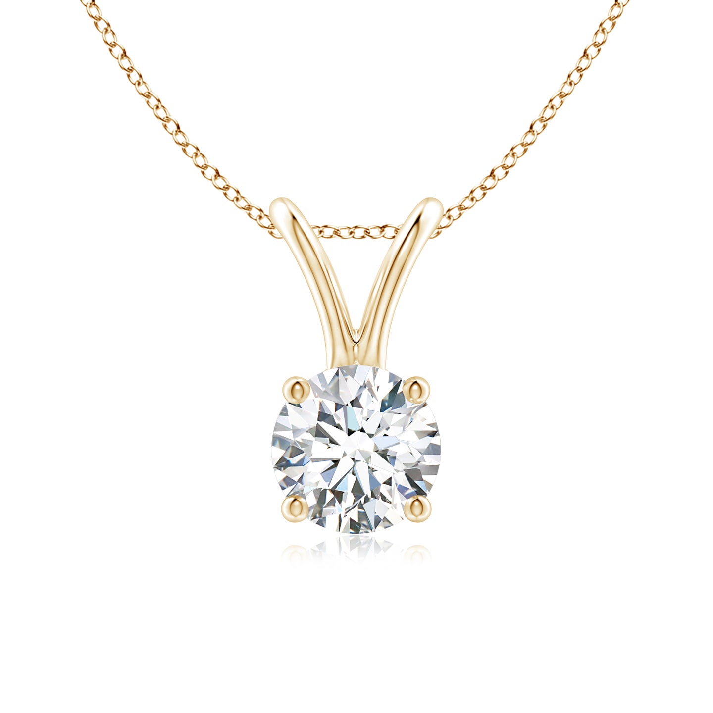 5.1mm FGVS Lab-Grown Round Diamond Solitaire V-Bale Pendant in Yellow Gold