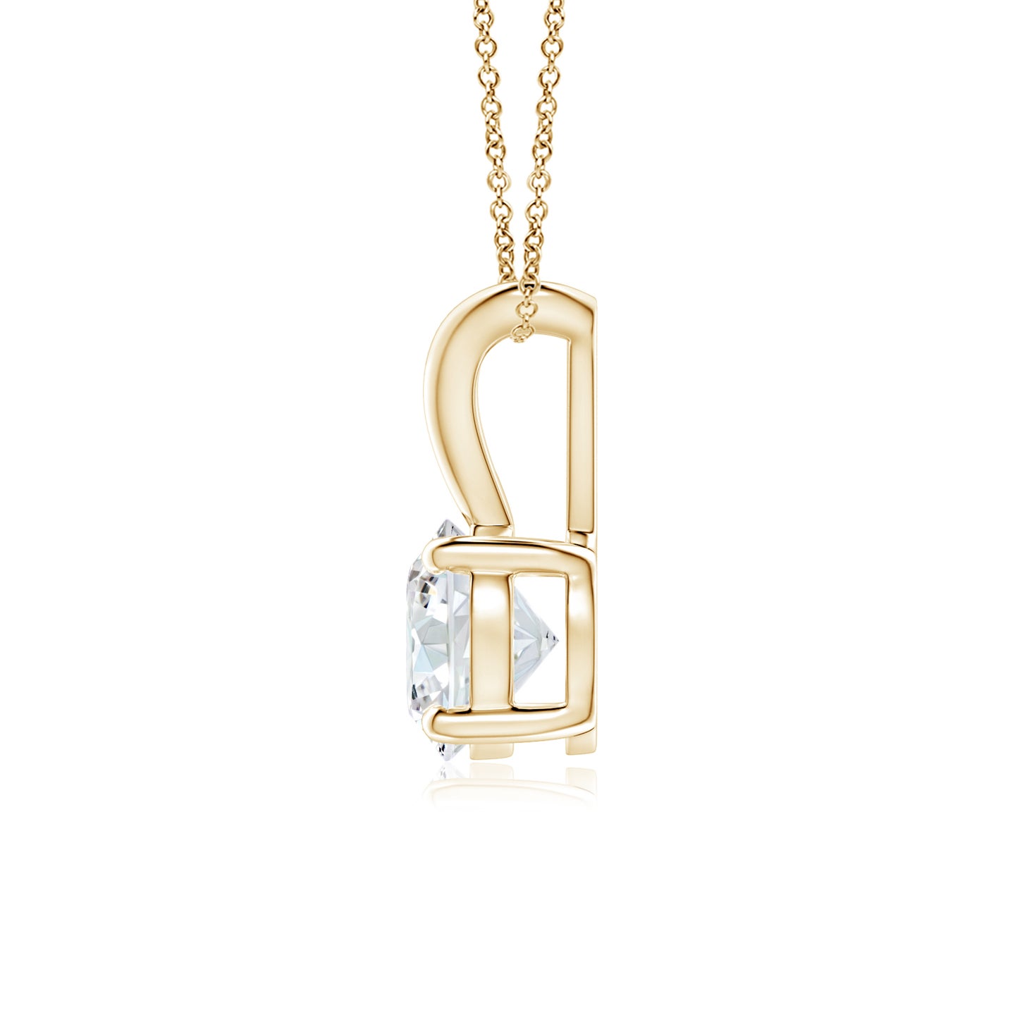 5.1mm FGVS Lab-Grown Round Diamond Solitaire V-Bale Pendant in Yellow Gold