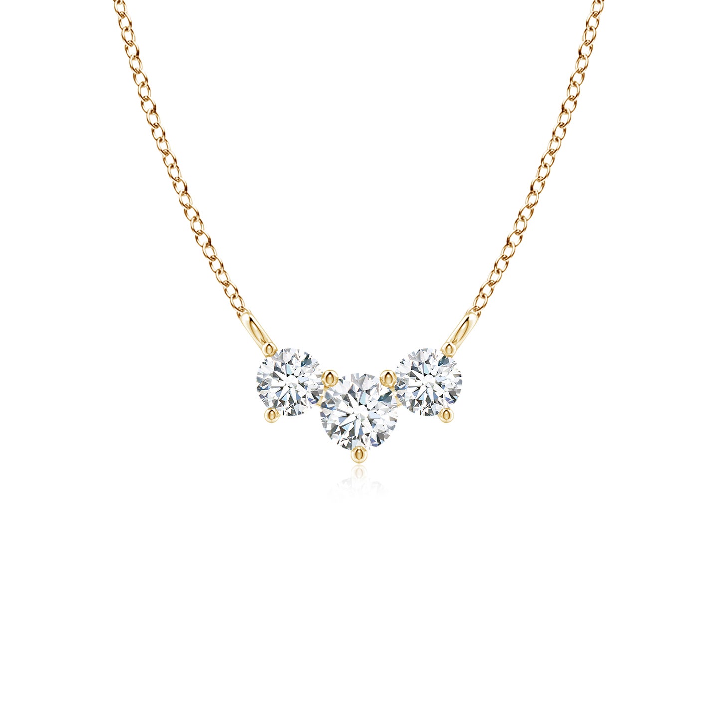 4mm FGVS Lab-Grown Classic Trio Diamond Necklace in Yellow Gold