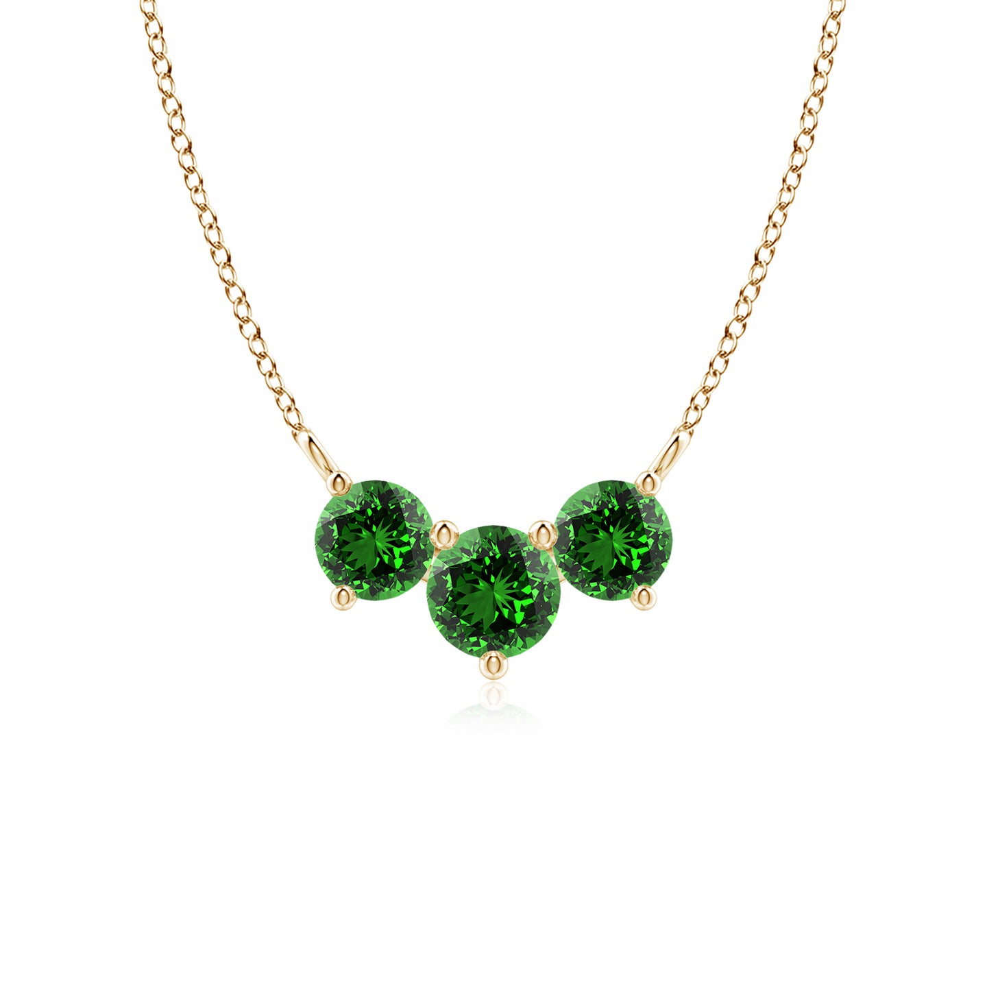 5mm Labgrown Lab-Grown Classic Trio Emerald Necklace in Yellow Gold