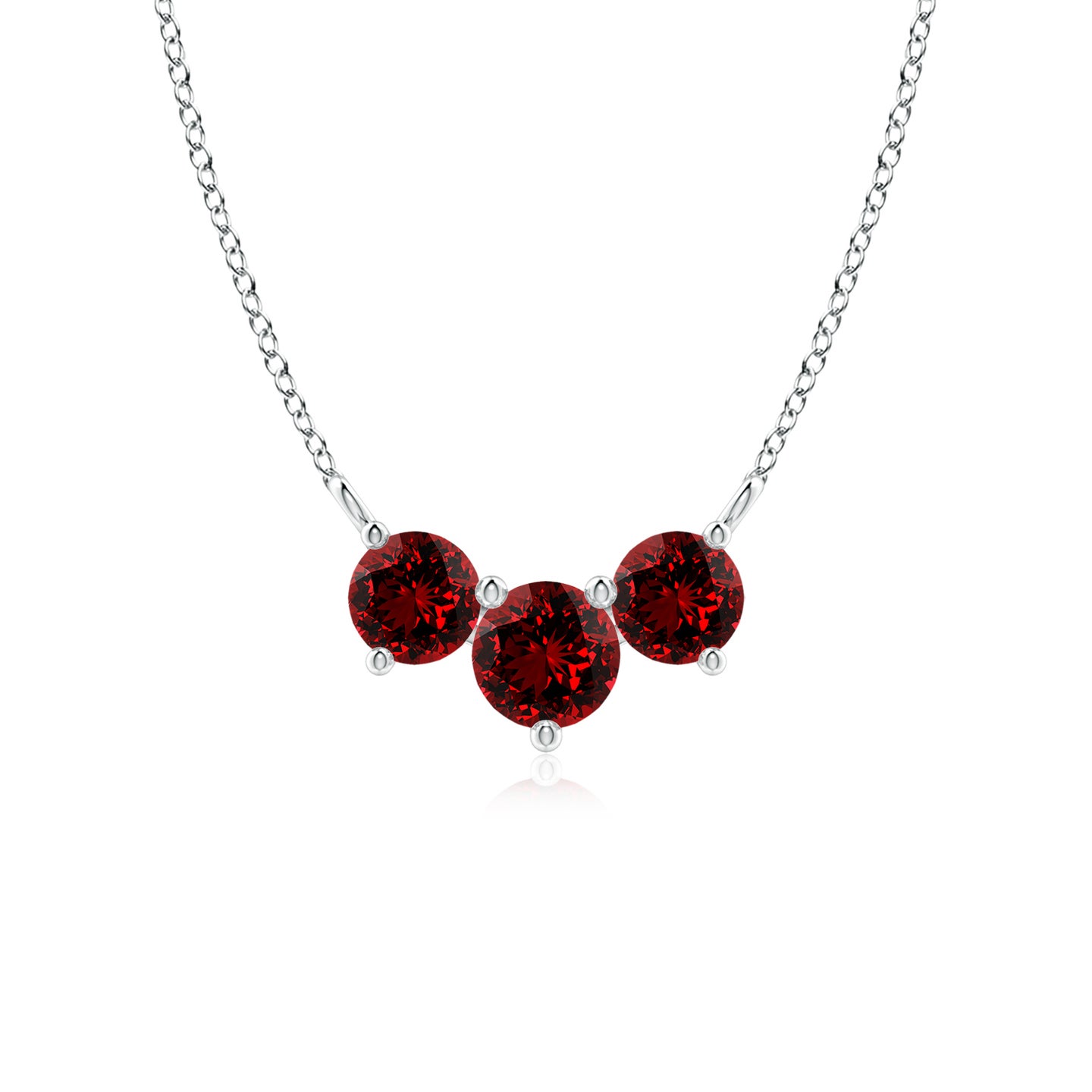 5mm Labgrown Lab-Grown Classic Trio Ruby Necklace in Silver