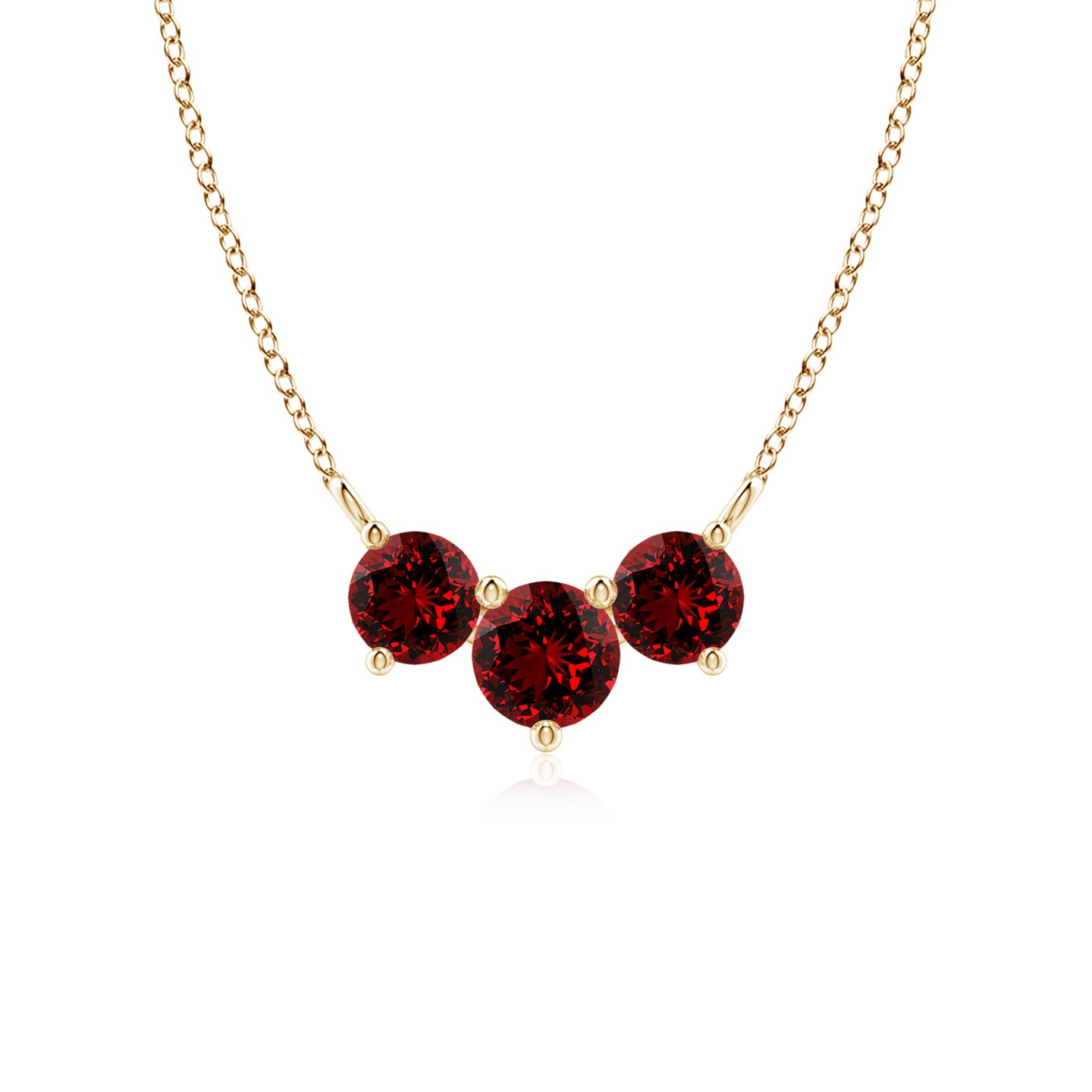 5mm Labgrown Lab-Grown Classic Trio Ruby Necklace in Yellow Gold 5mm Labgrown Lab-Grown Classic Trio Ruby Necklace in Yellow Gold
