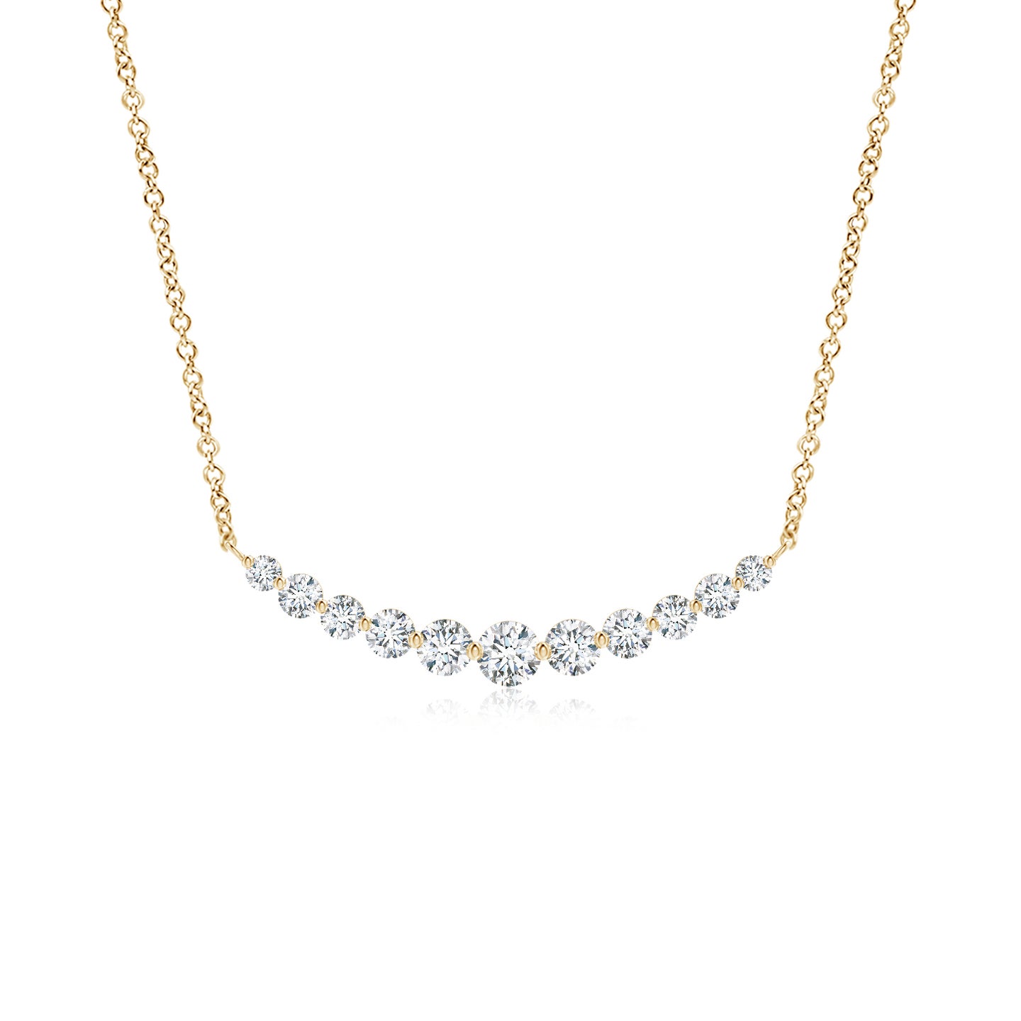 3.8mm FGVS Lab-Grown Contemporary Round Diamond Journey Pendant Necklace in Yellow Gold