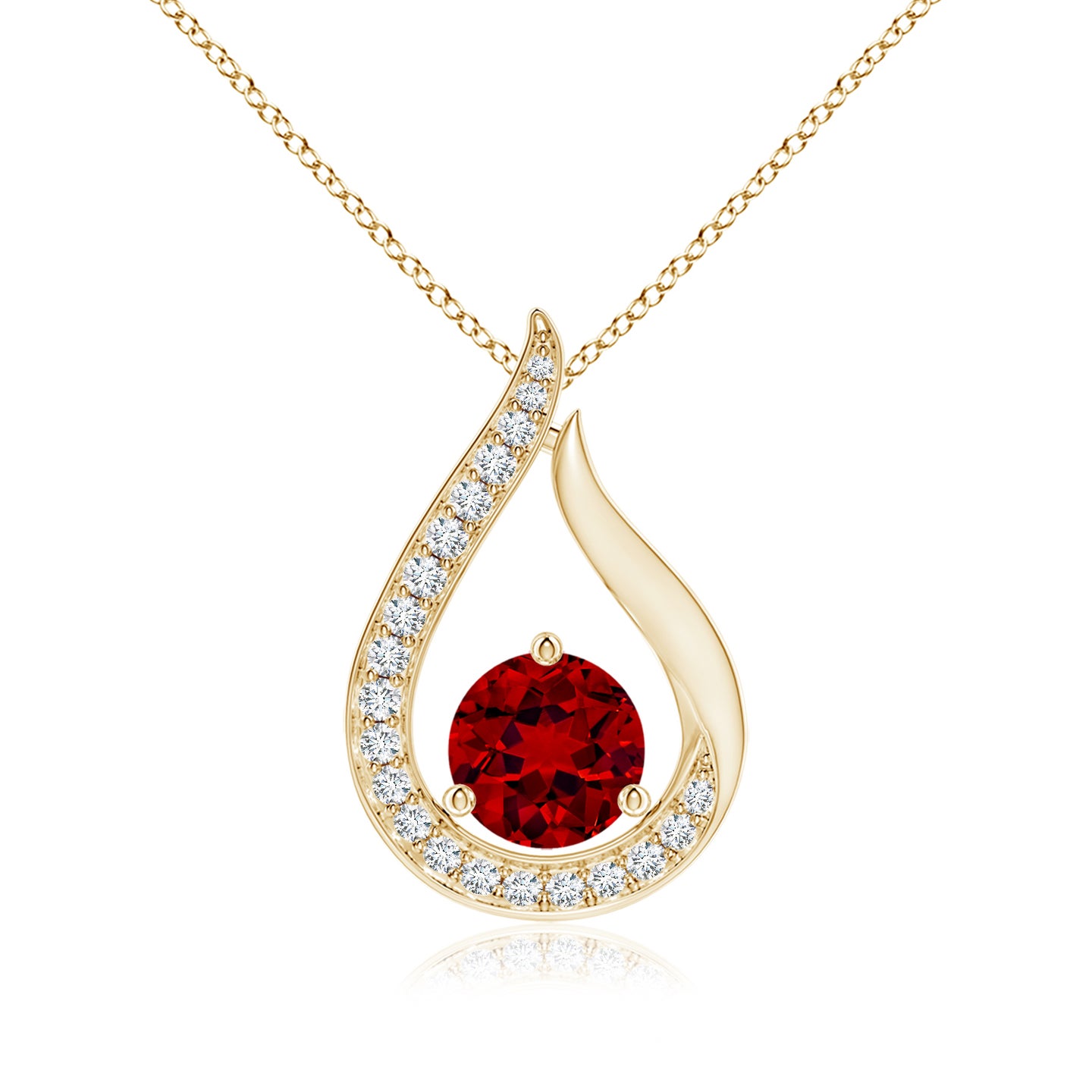 6mm Labgrown Lab-Grown Floating Ruby Tulip Pendant with Lab Diamonds in Yellow Gold 6mm Labgrown Lab-Grown Floating Ruby Tulip Pendant with Lab Diamonds in Yellow Gold