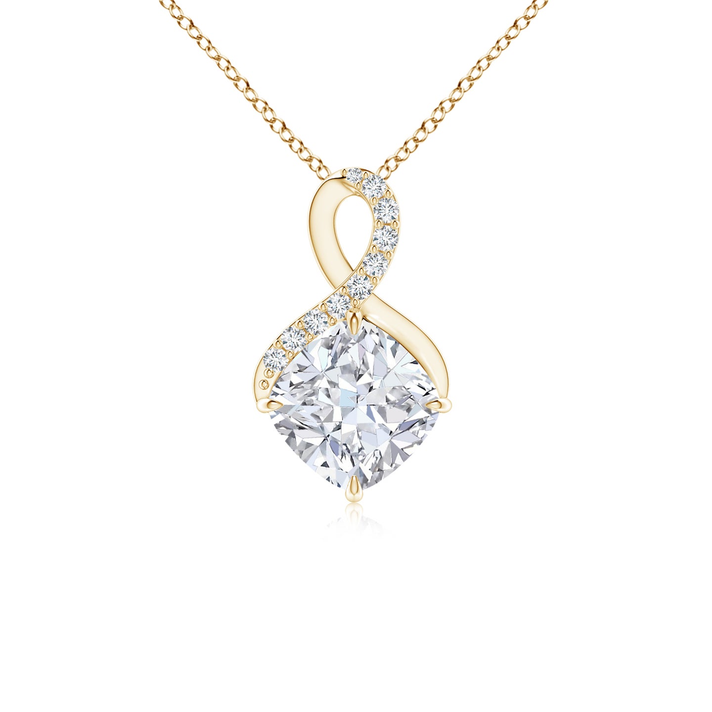 6mm FGVS Lab-Grown Claw-Set Diamond Infinity Pendant with Diamond Accents in Yellow Gold