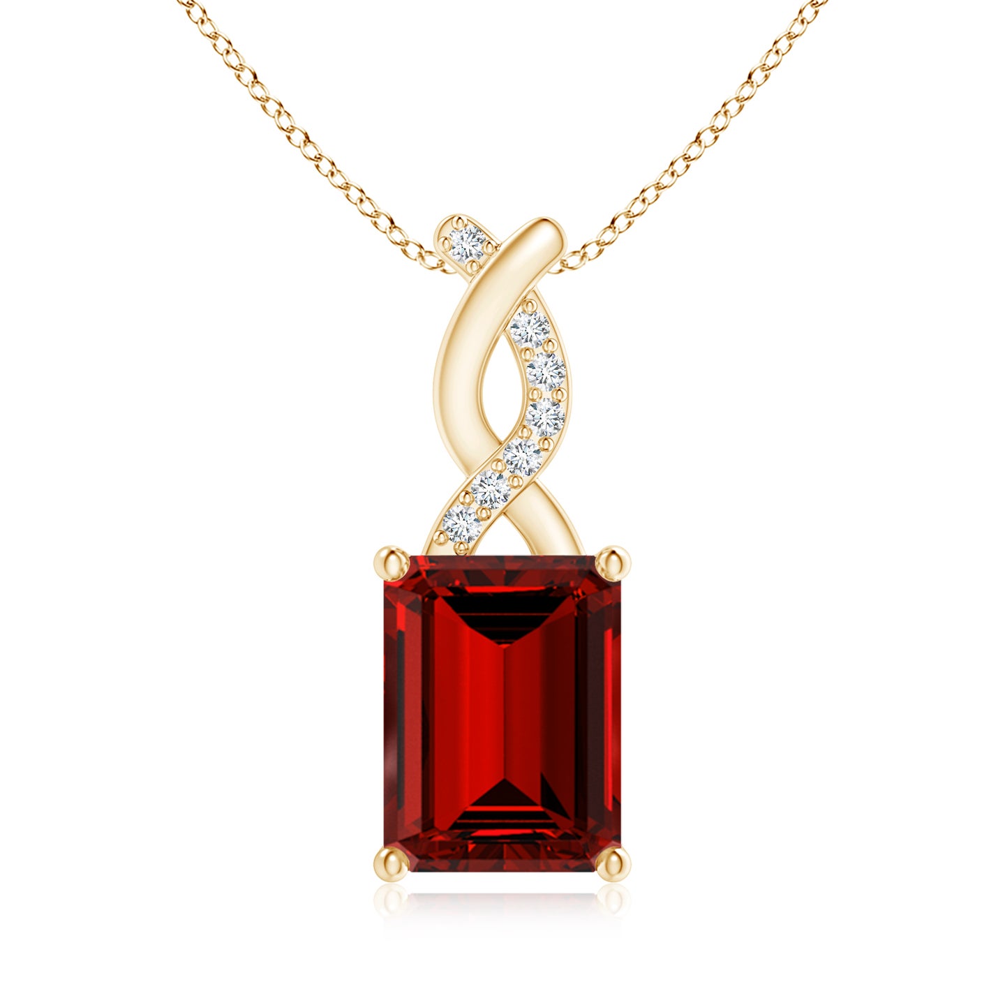 8x6mm Labgrown Lab-Grown Ruby Pendant with Diamond Entwined Bale in Yellow Gold 8x6mm Labgrown Lab-Grown Ruby Pendant with Diamond Entwined Bale in Yellow Gold