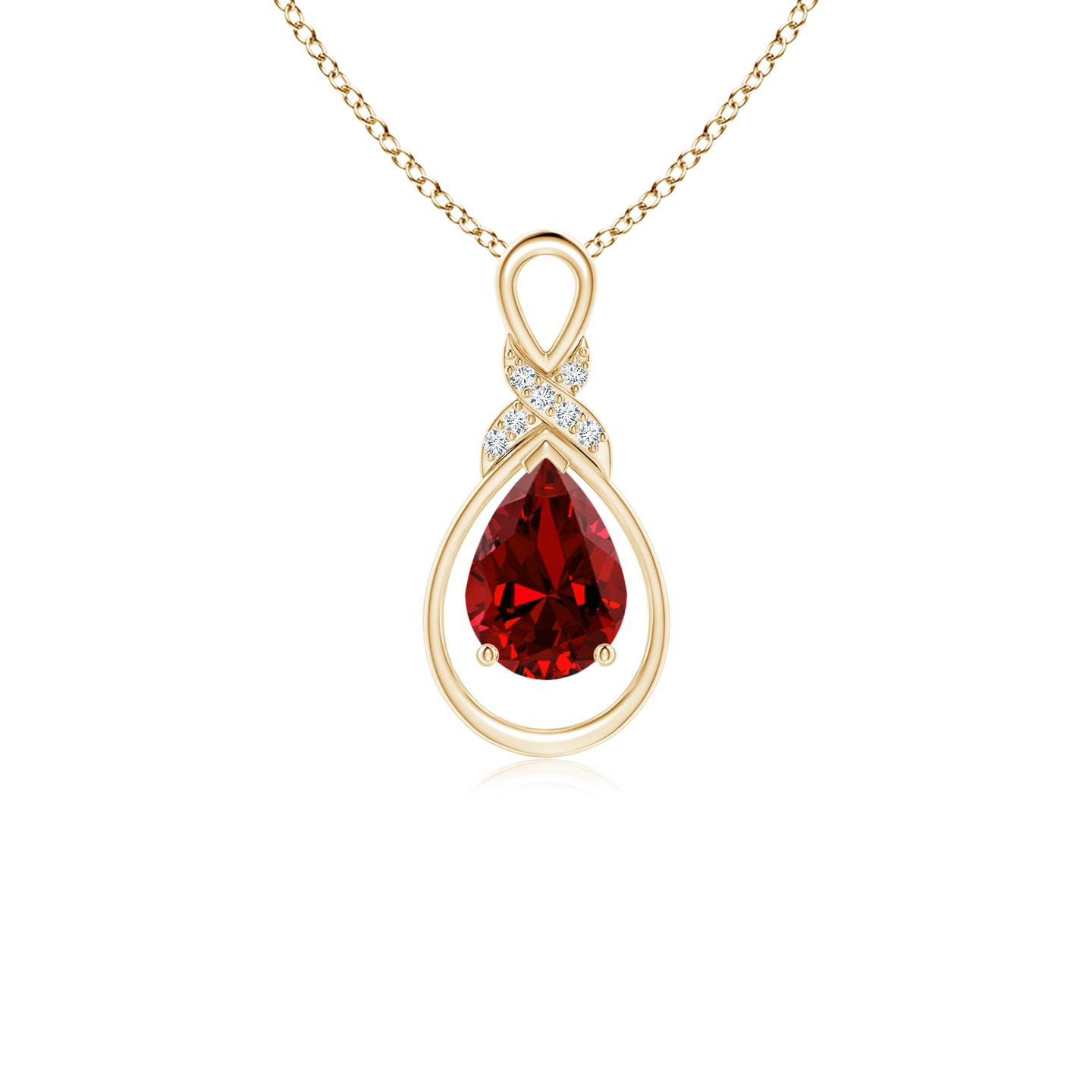 7x5mm Labgrown Lab-Grown Ruby Infinity Pendant with Diamond 'X' Motif in Yellow Gold 7x5mm Labgrown Lab-Grown Ruby Infinity Pendant with Diamond 'X' Motif in Yellow Gold