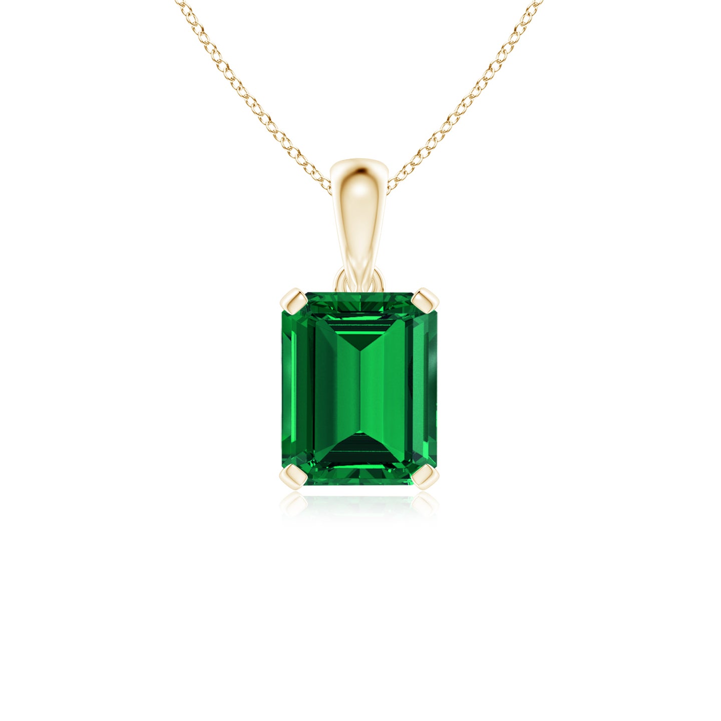 10x8mm Labgrown Lab-Grown Emerald-Cut Emerald Solitaire Pendant in Yellow Gold