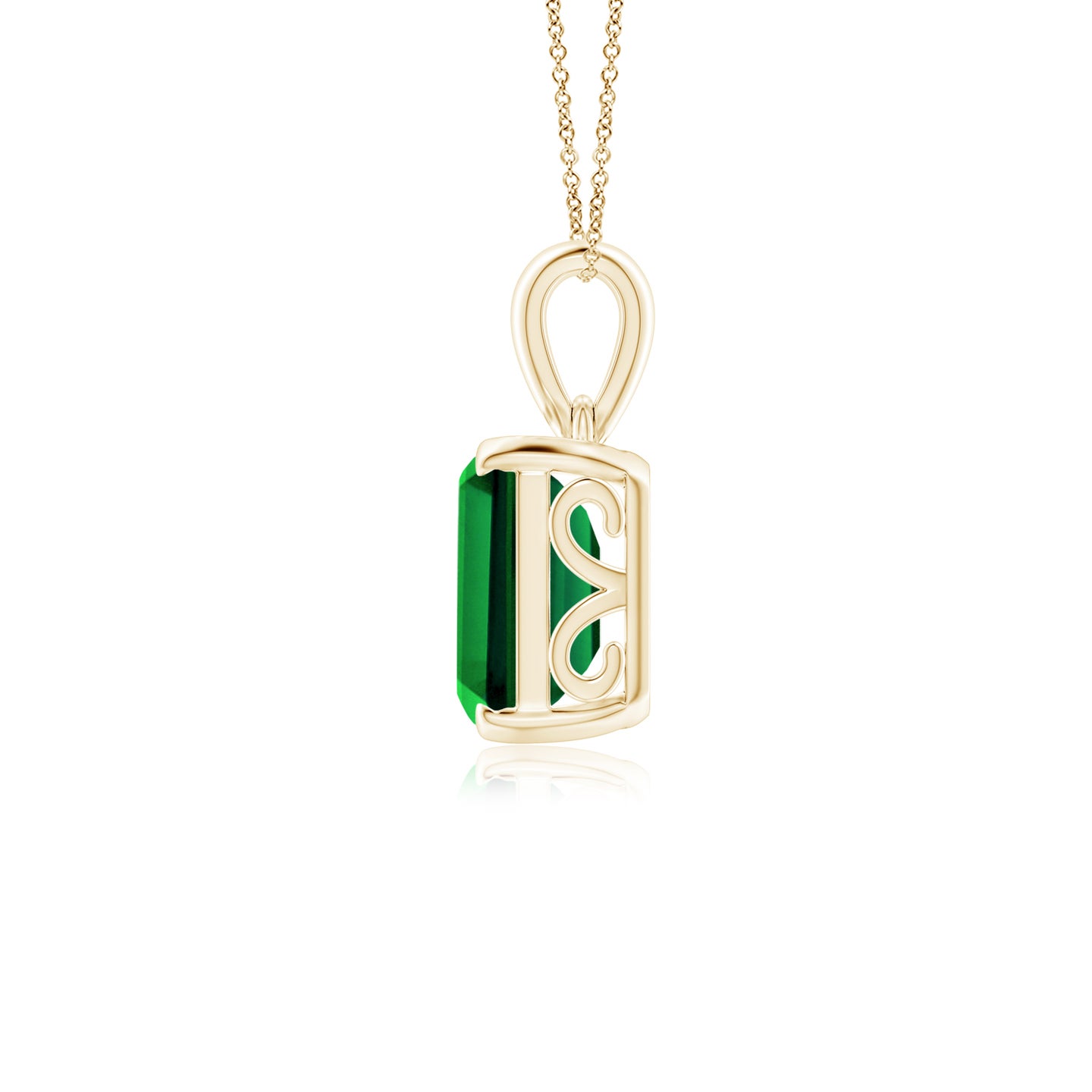 10x8mm Labgrown Lab-Grown Emerald-Cut Emerald Solitaire Pendant in Yellow Gold