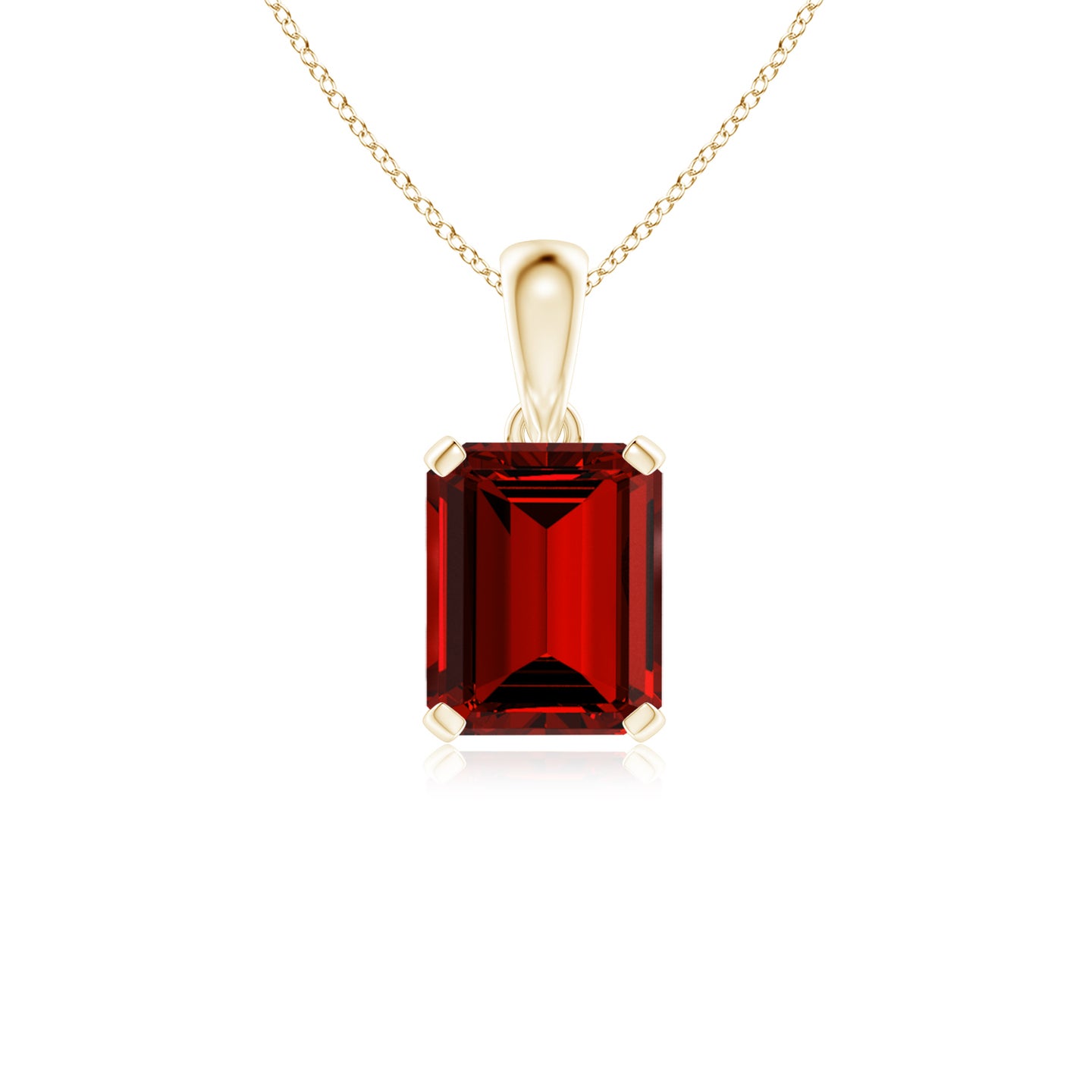 10x8mm Labgrown Lab-Grown Emerald-Cut Ruby Solitaire Pendant in Yellow Gold 10x8mm Labgrown Lab-Grown Emerald-Cut Ruby Solitaire Pendant in Yellow Gold